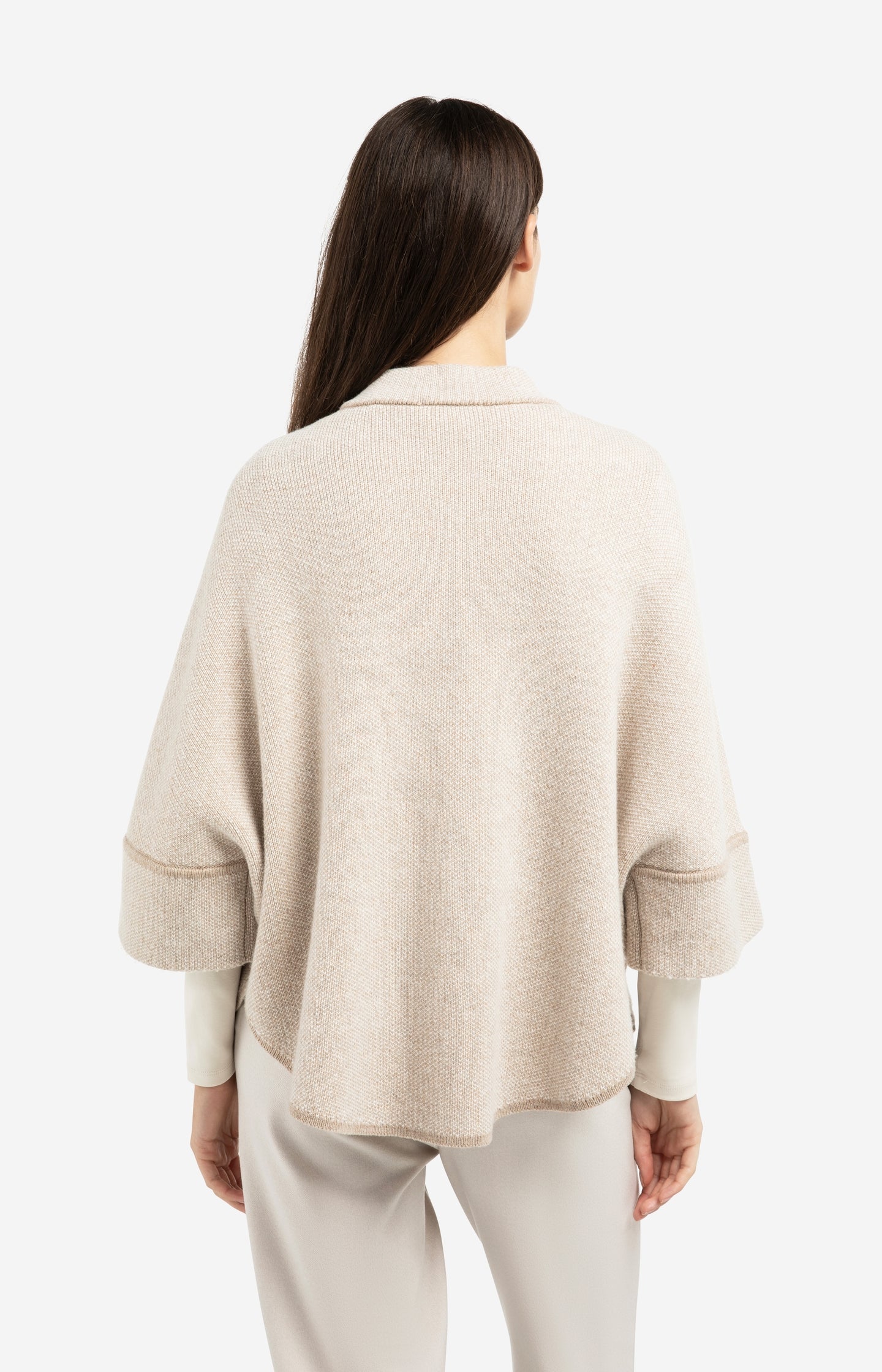 Chunky knit poncho cardigan with rounded hem