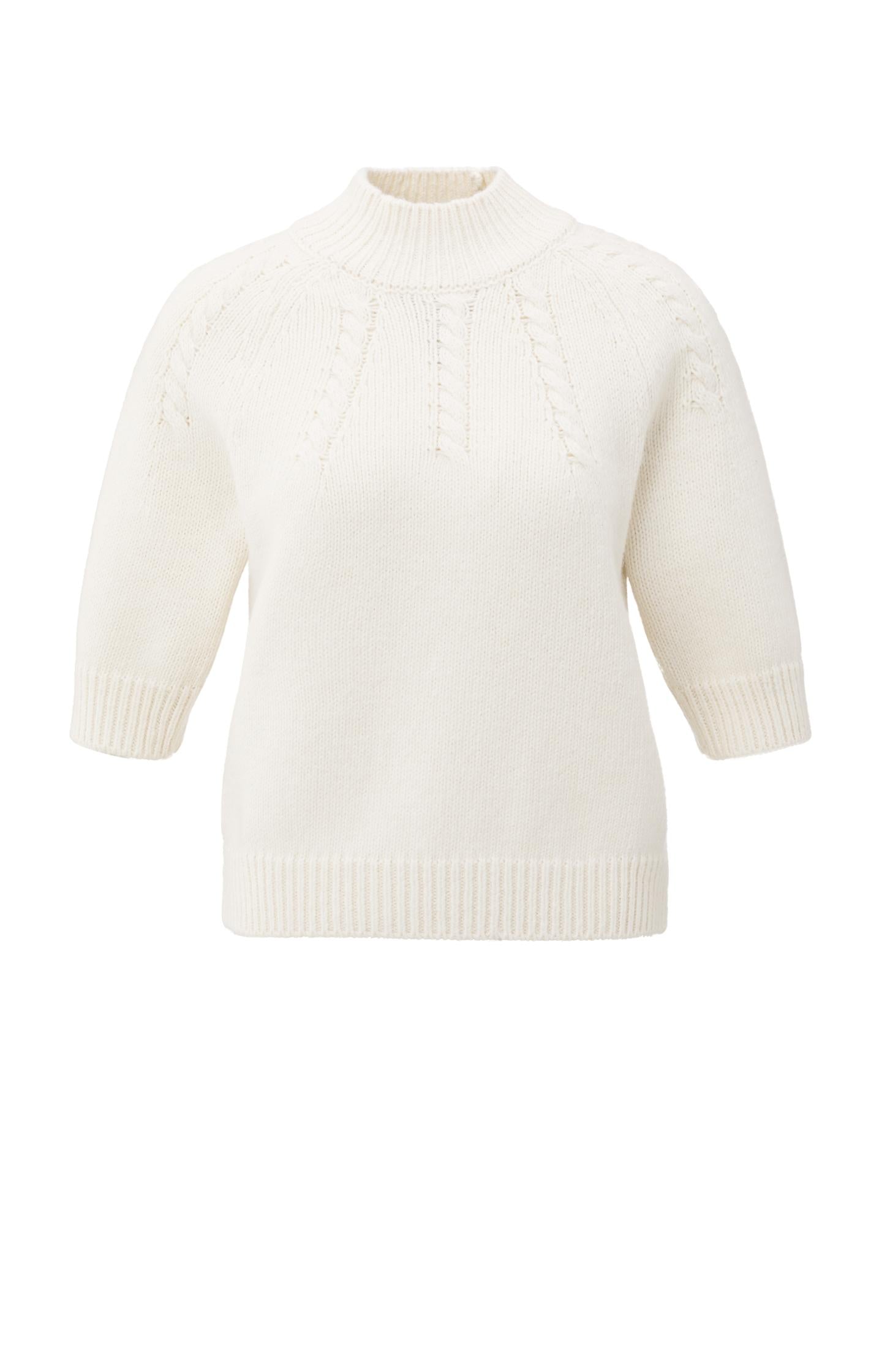Chunky knit sweater with cable details and mid sleeves - Type: product