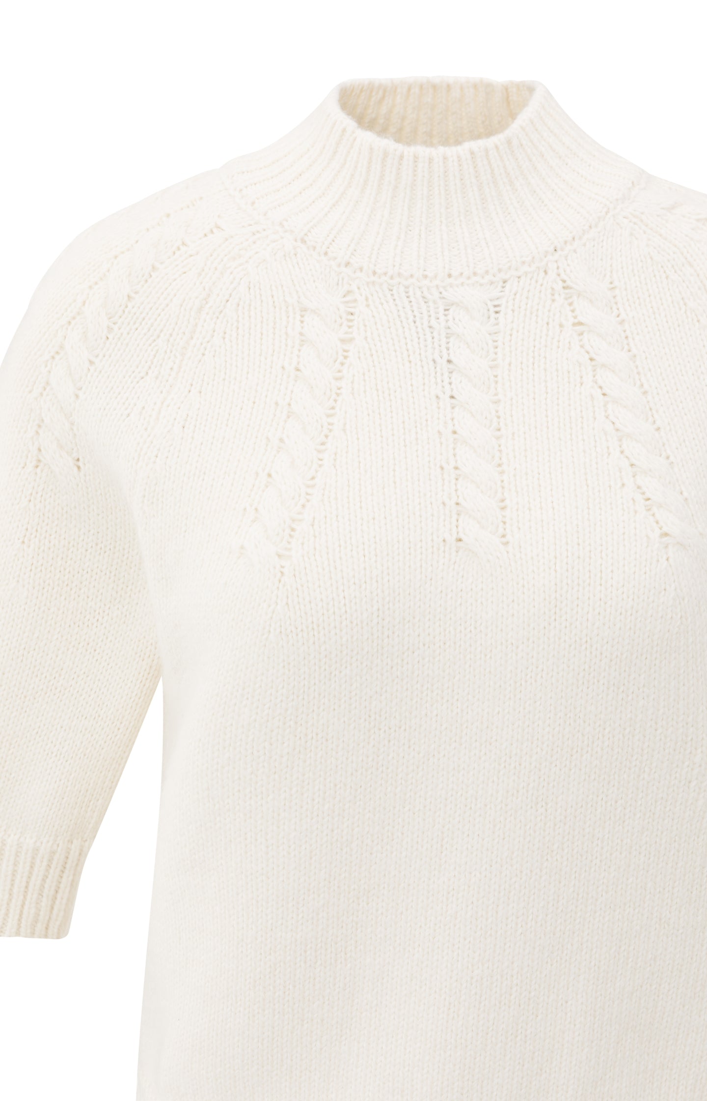Chunky knit sweater with cable details and mid sleeves