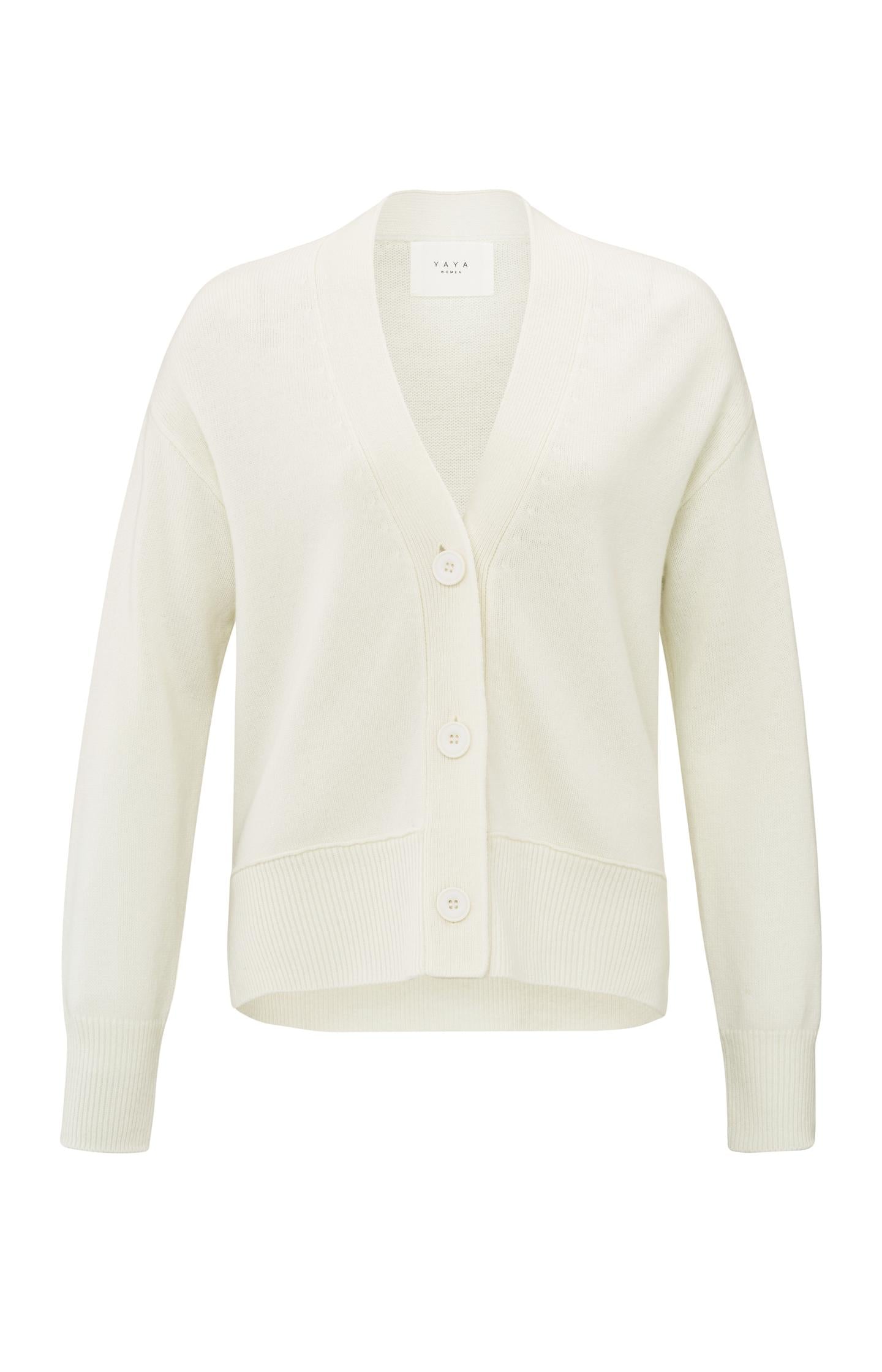 Classic cardigan with long sleeves, V-neck and buttons - Type: product