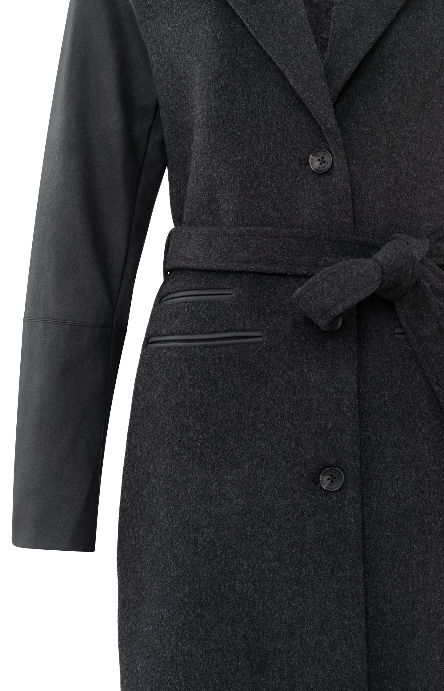 Coat with collar, long sleeves with zipper detail and belt