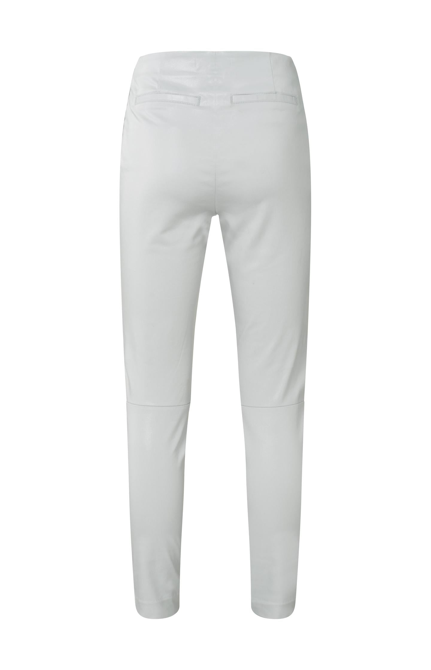 Coated legging with high waist, faux welt pockets and zipper