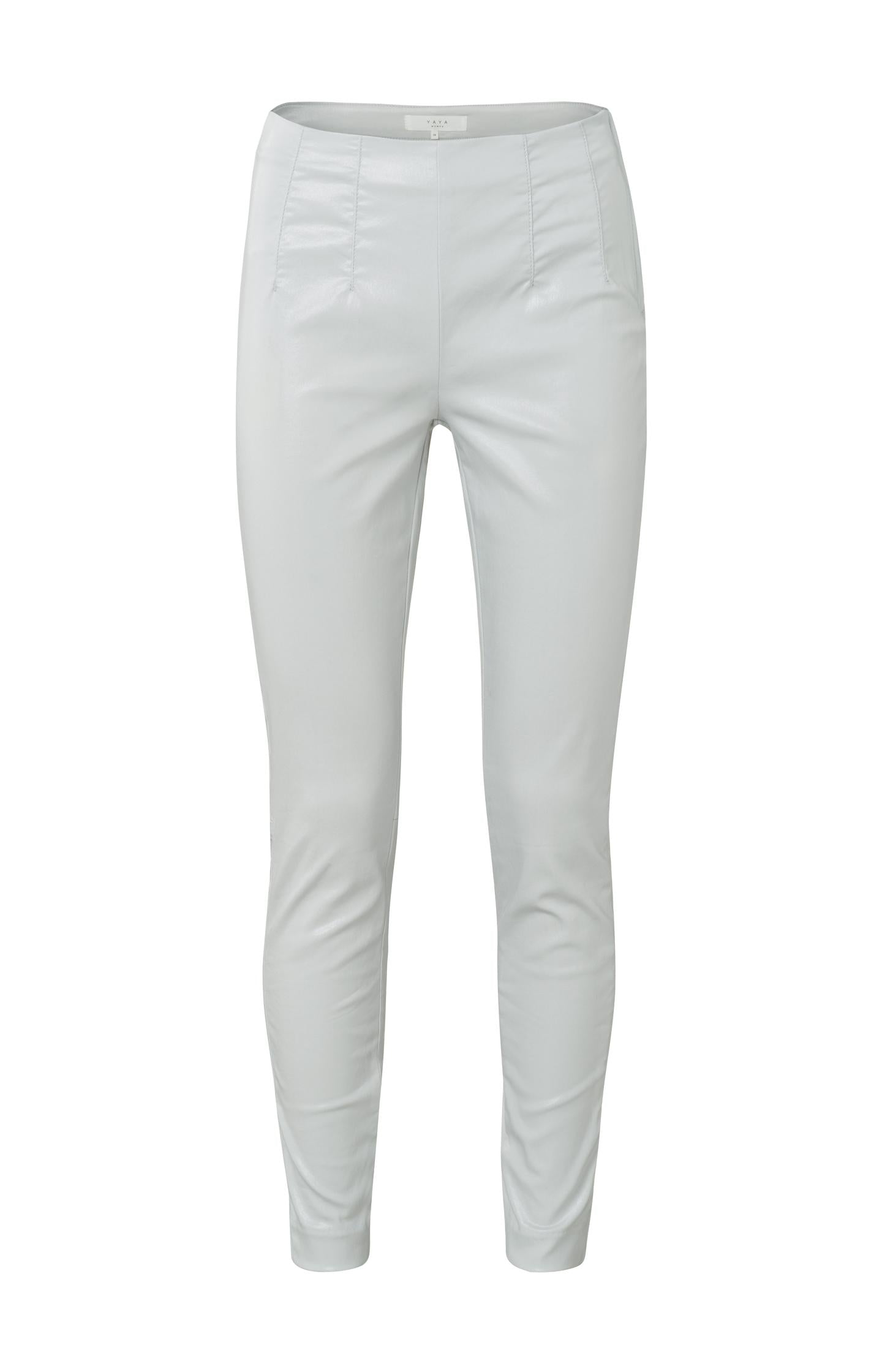 Coated legging with high waist, faux welt pockets and zipper - Type: product