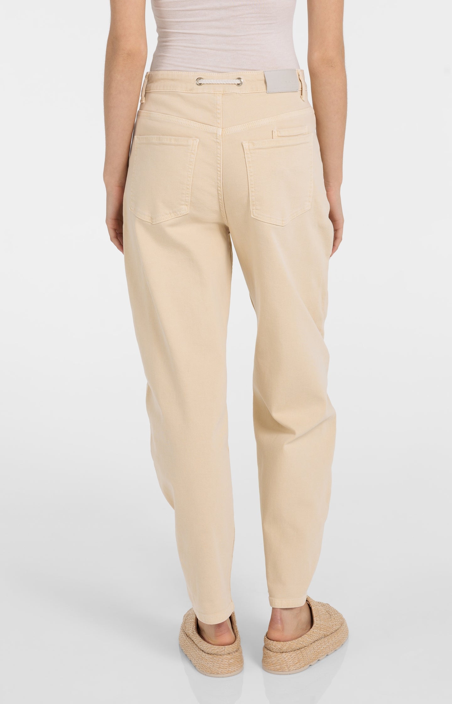 Colored denim with drawstring