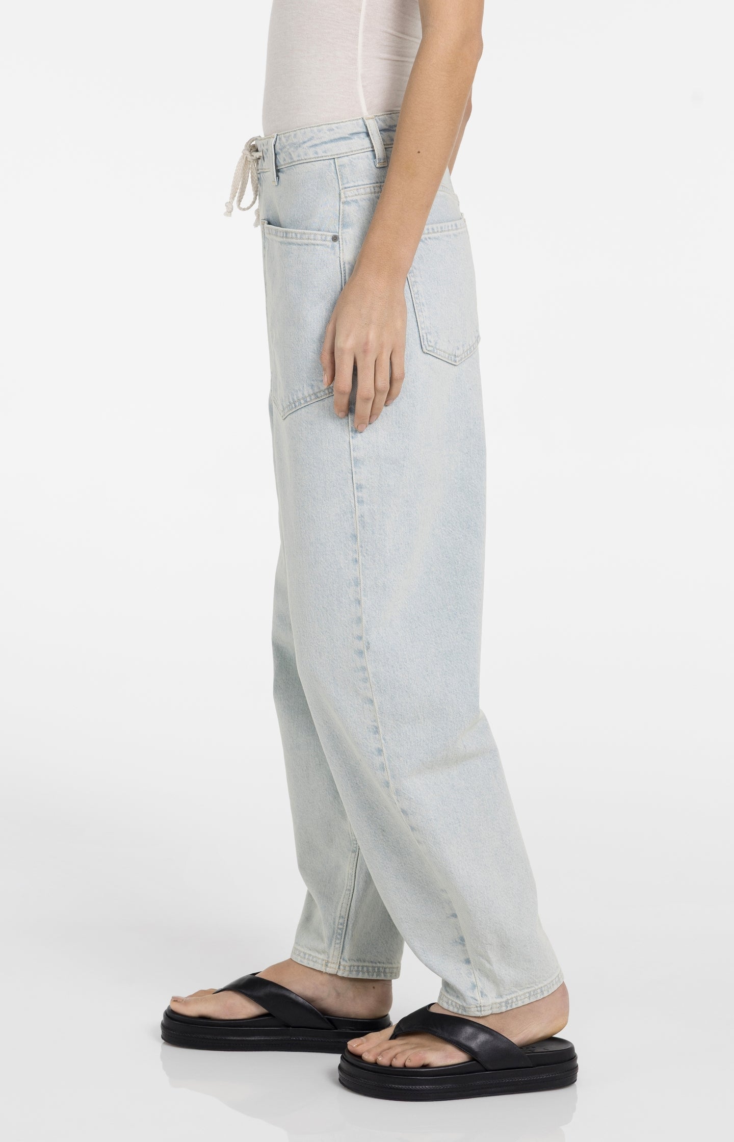 Colored denim with drawstring