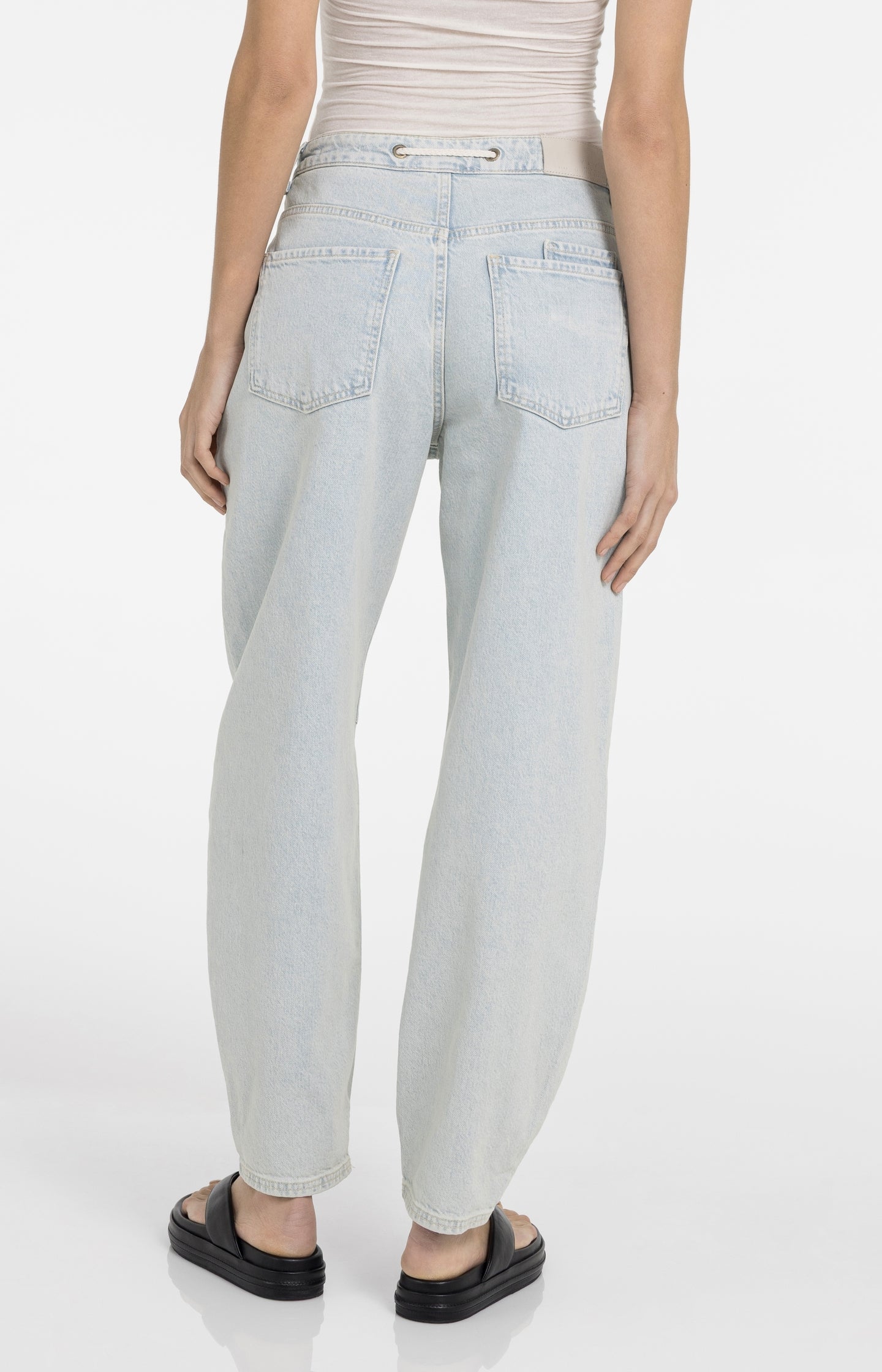 Colored denim with drawstring