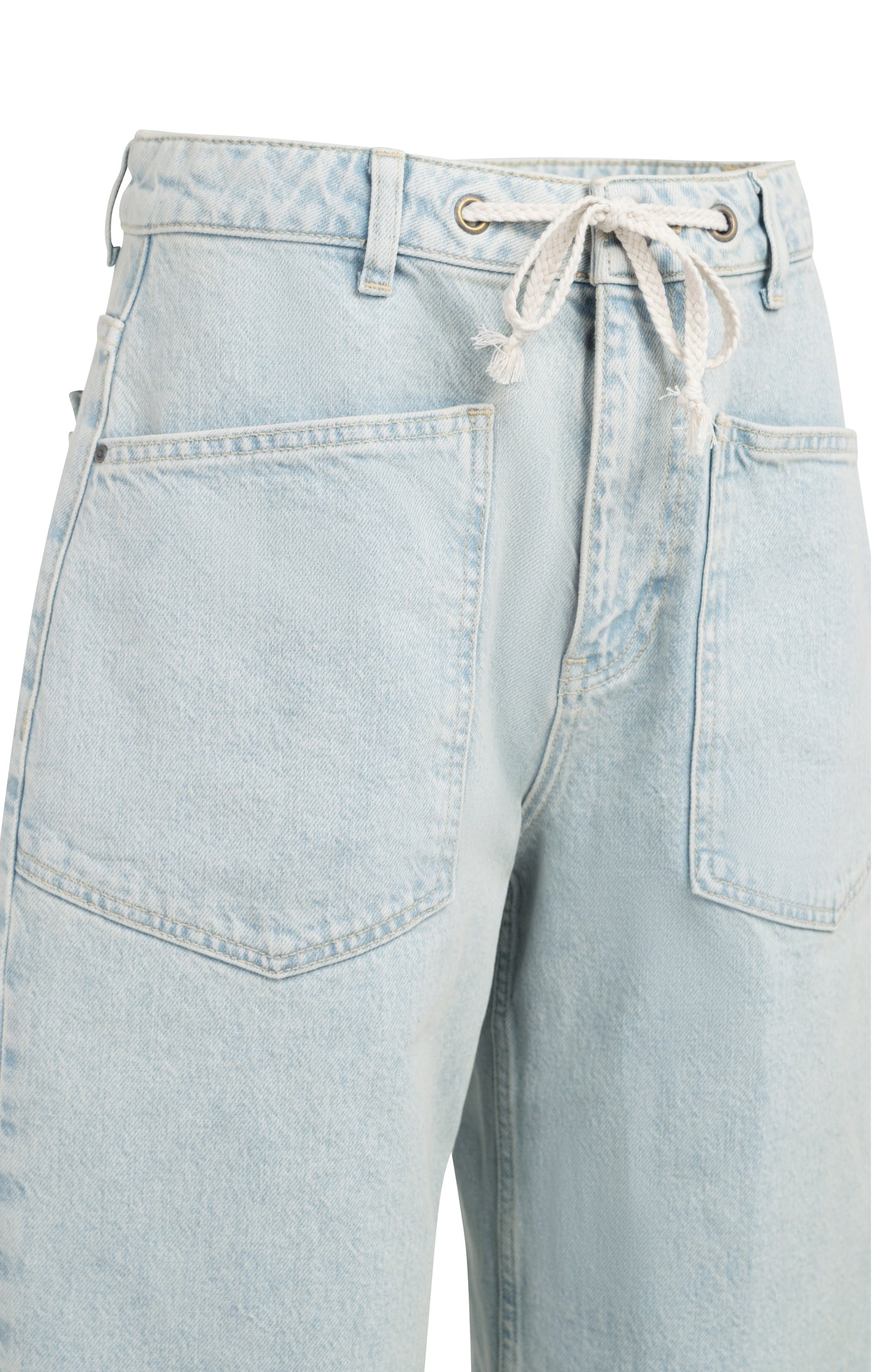 Colored denim with drawstring