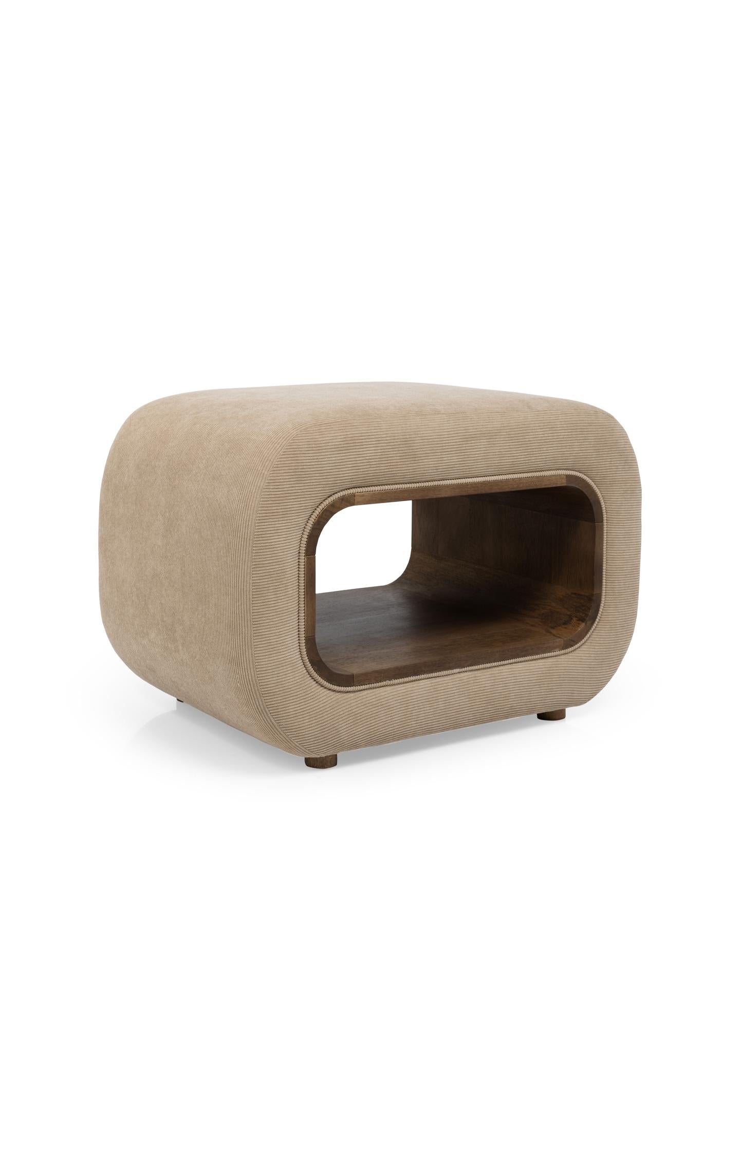 Corduroy pouf with wooden frame - Type: product