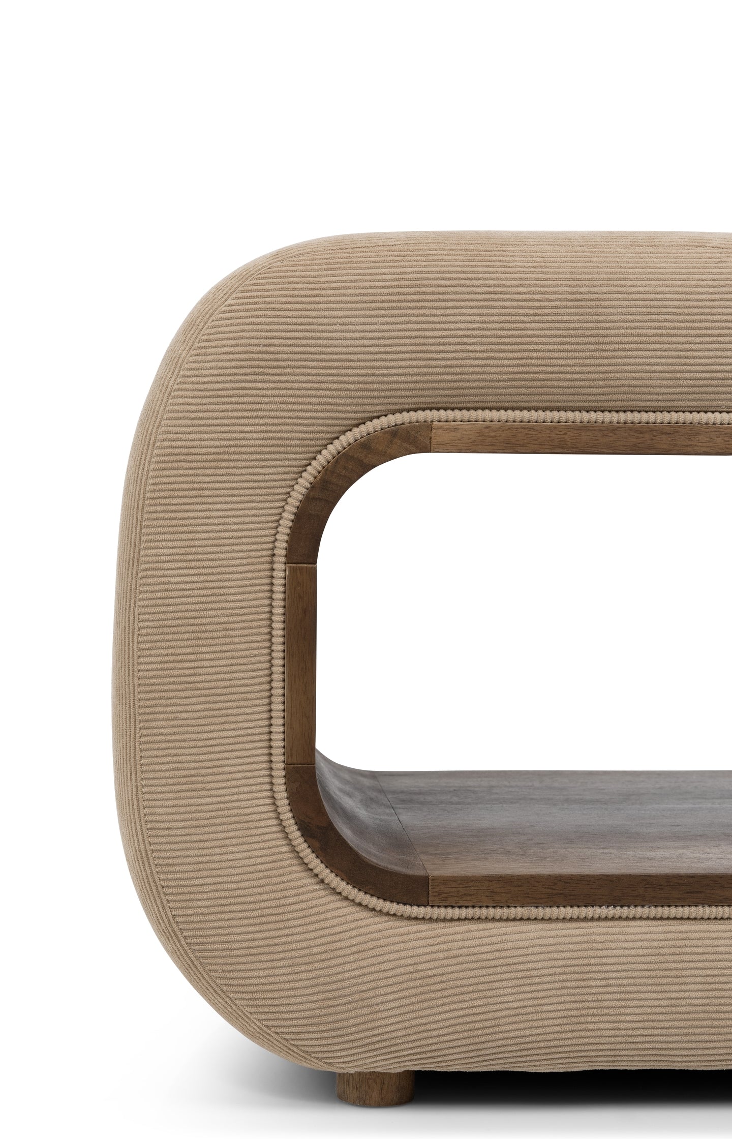 Corduroy pouf with wooden frame