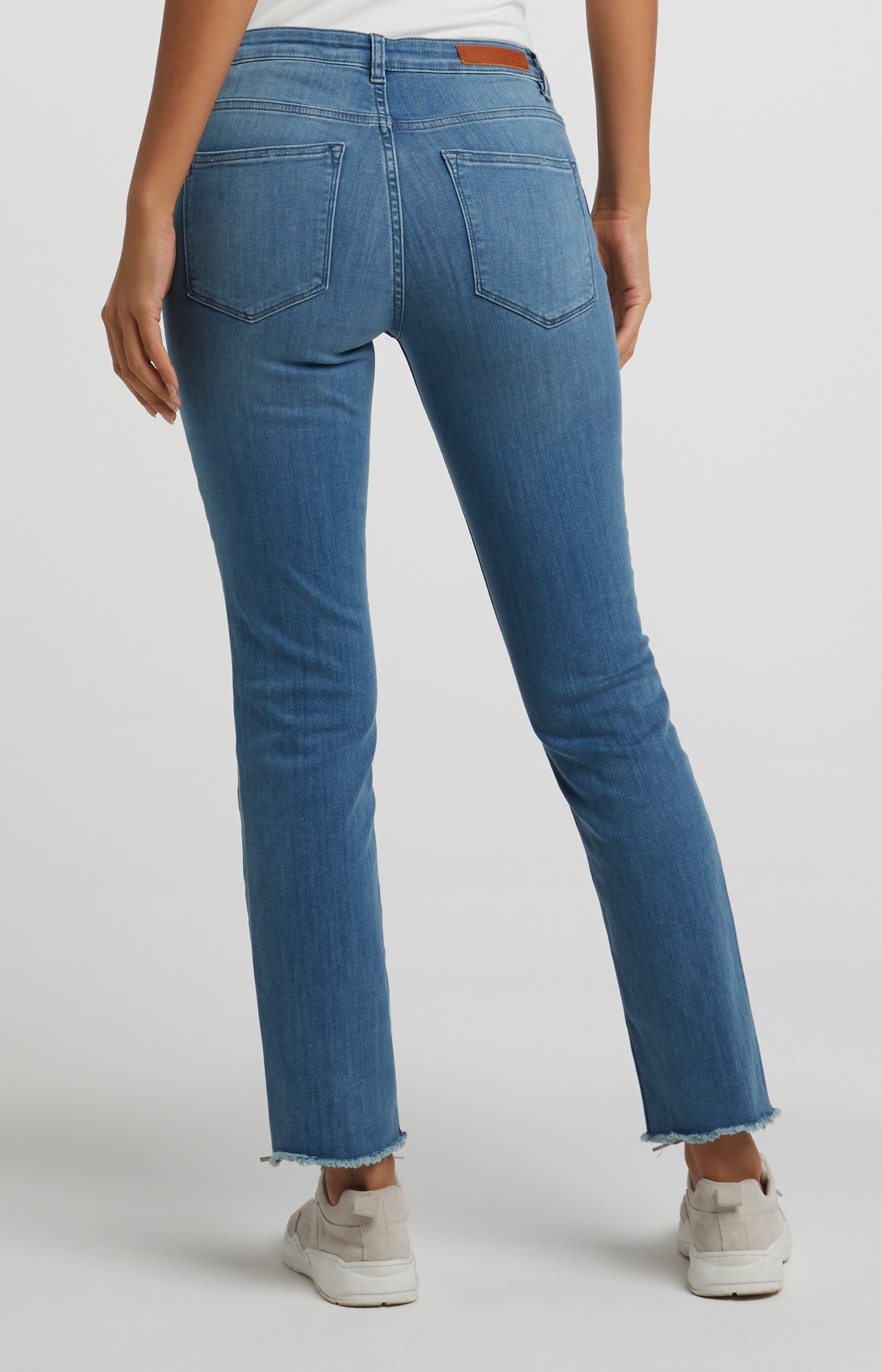 Cotton blend straight jeans