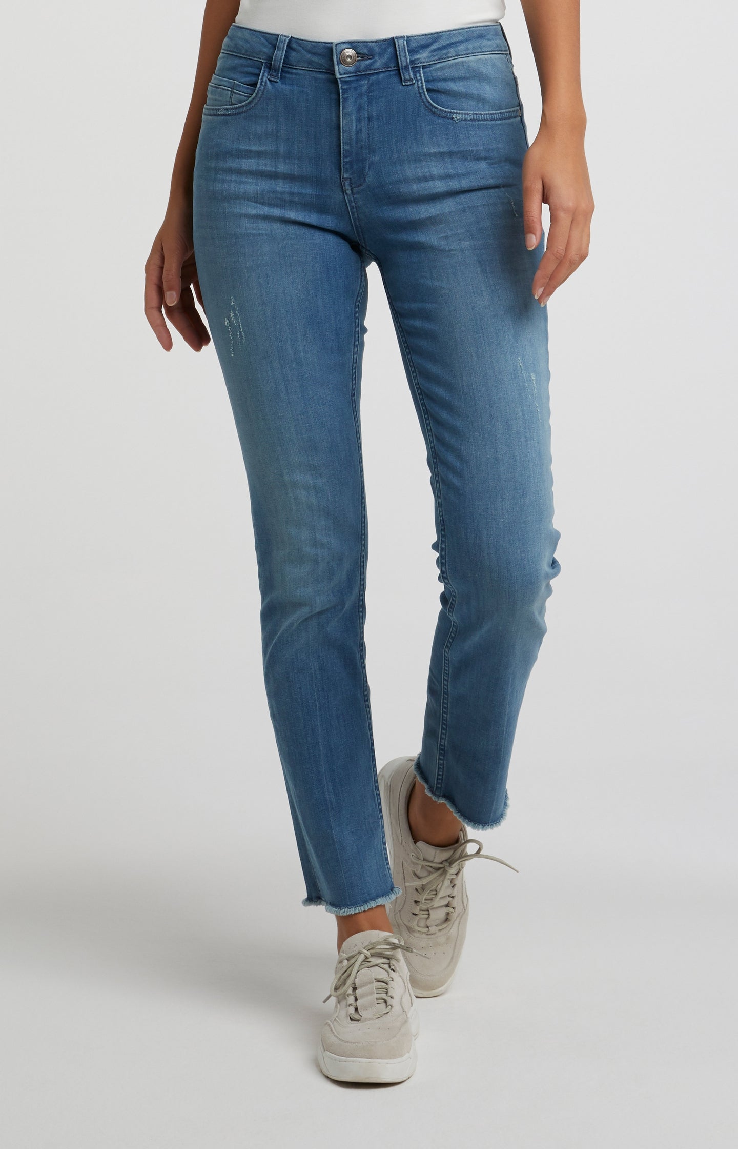 Cotton blend straight jeans