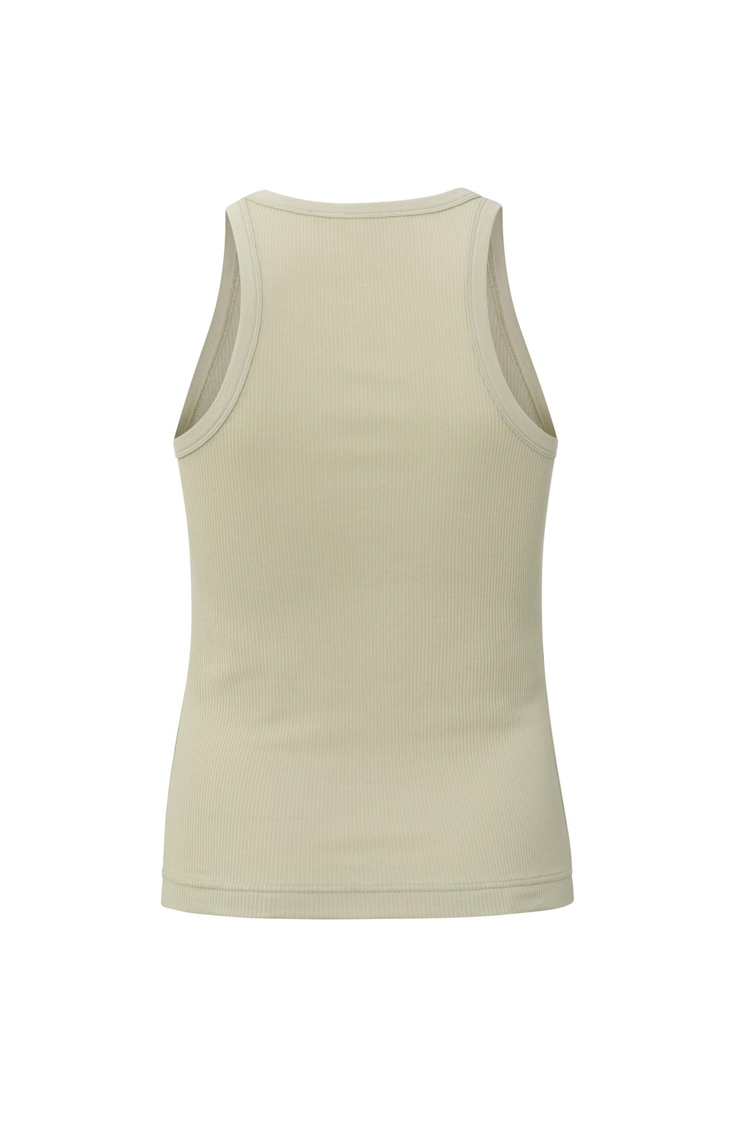 Cotton ribbed singlet with crewneck in regular fit