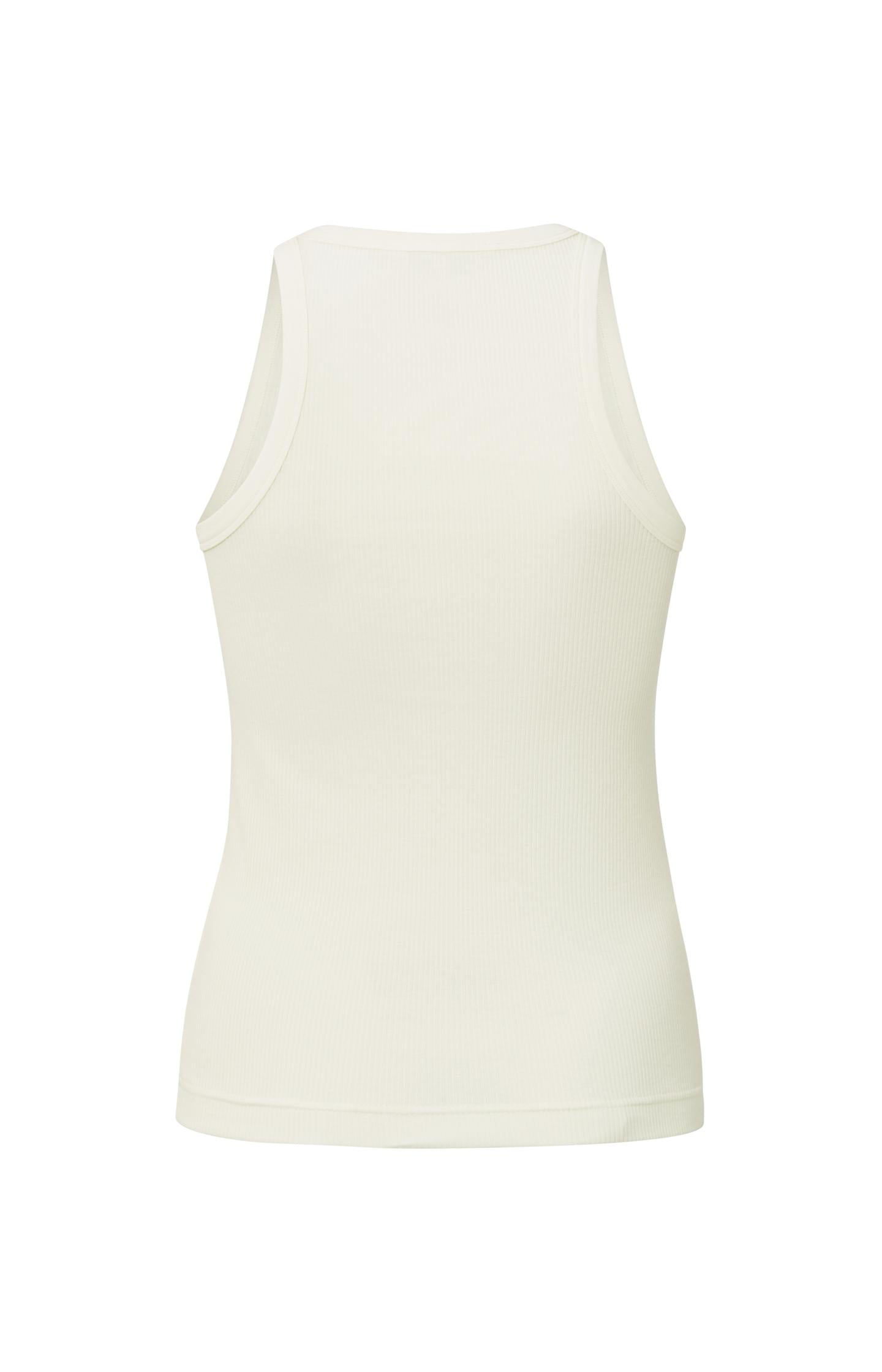 Cotton ribbed singlet with crewneck in regular fit