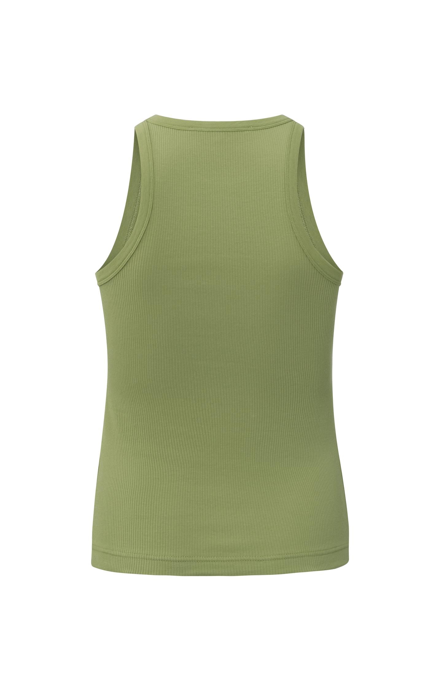 Cotton ribbed singlet with crewneck in regular fit