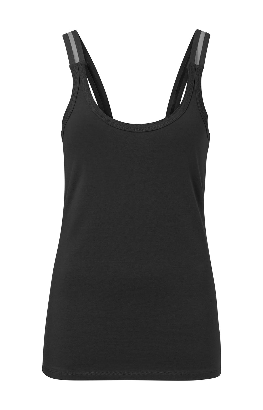 Basic katoenen singlet met elastische bandjes met meshdetail