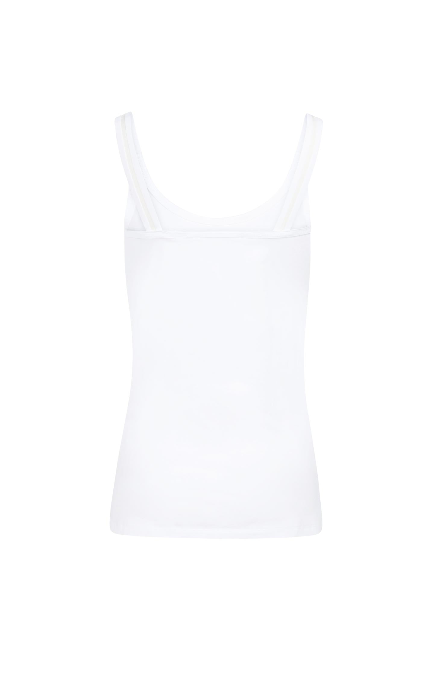 Basic cotton singlet with elastic straps with mesh detail