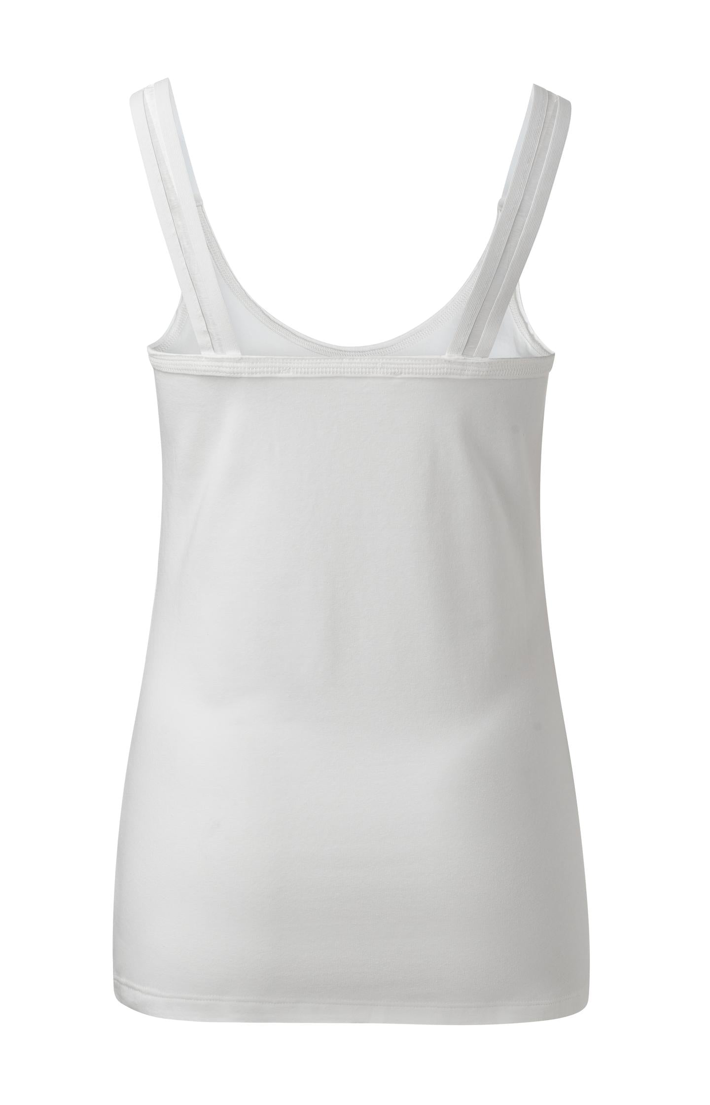 Cotton singlet with split elastic straps - Pure White