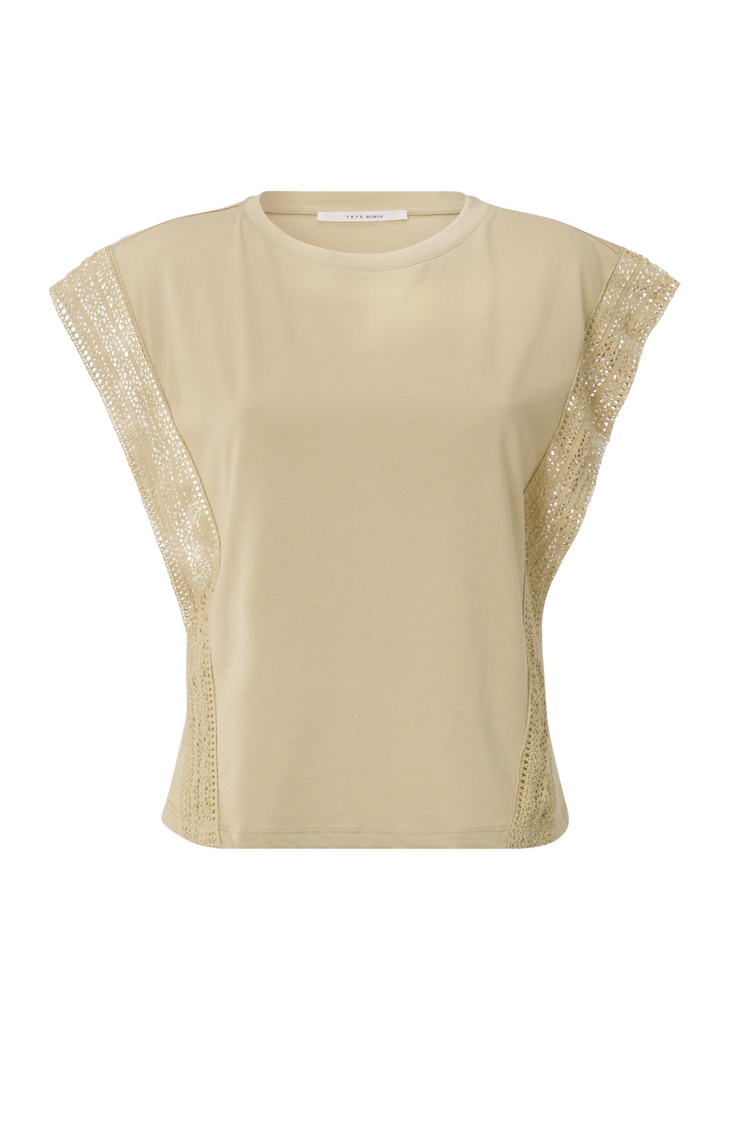 Cotton sleeveless top with round neck and lace details - Type: product