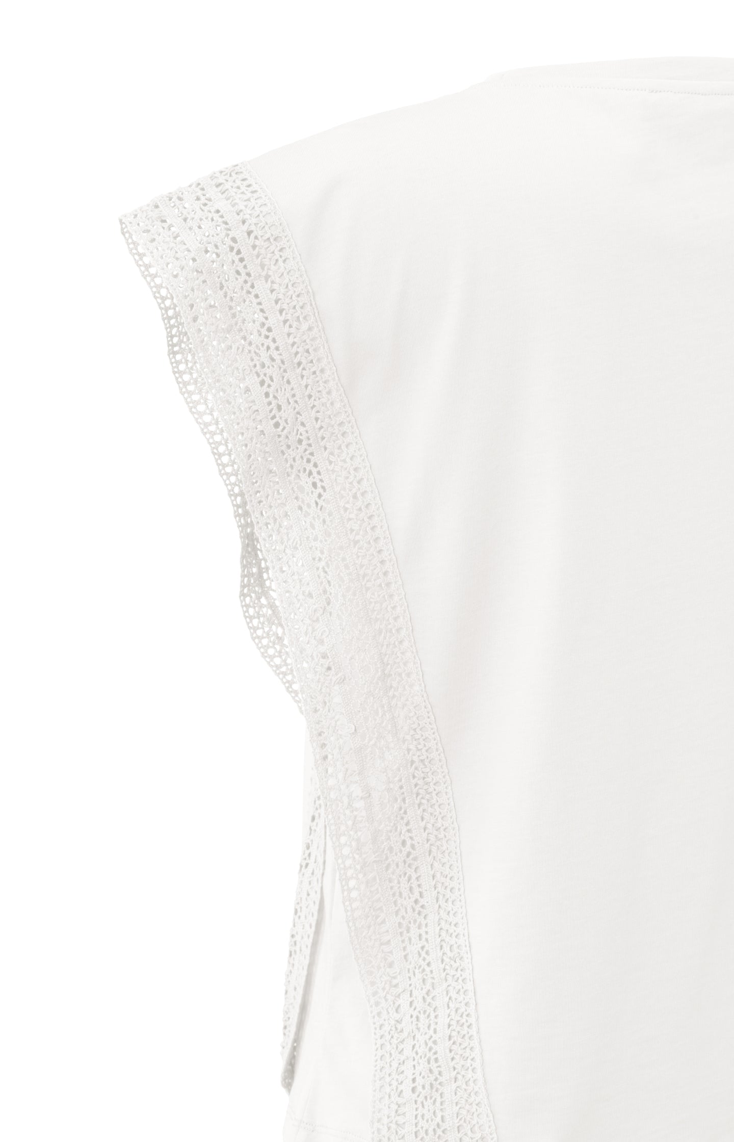 Cotton sleeveless top with round neck and lace details