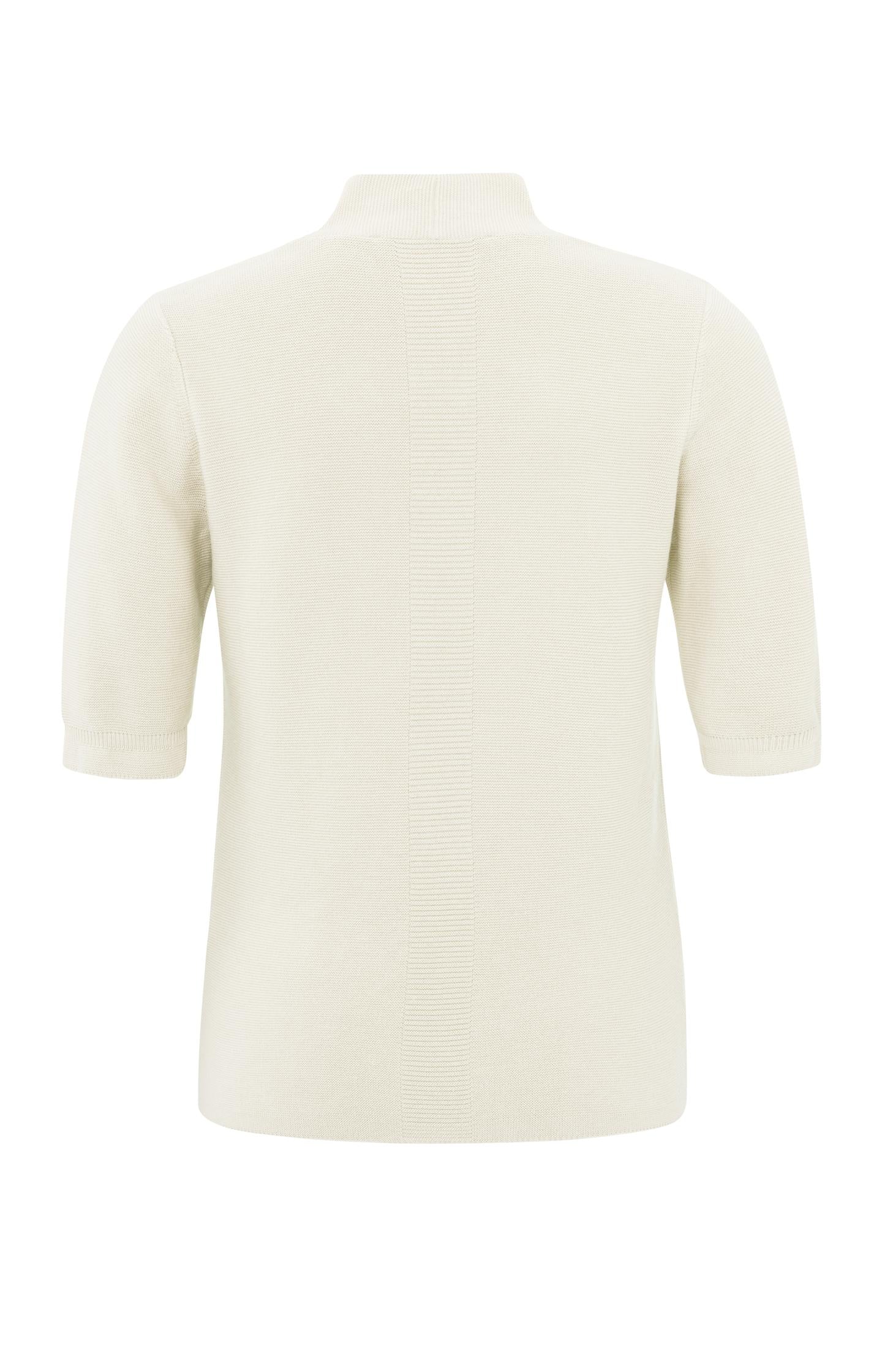 Cotton sweater with V-neck and halflong sleeves with detail