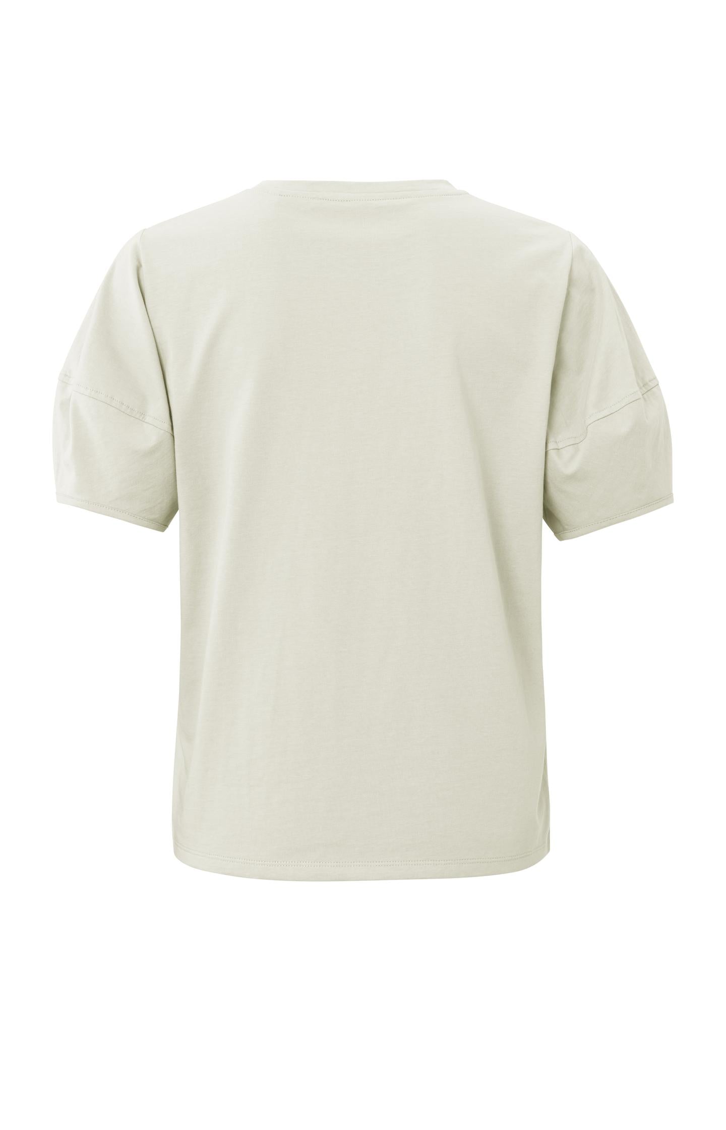 Cotton T-shirt with crewneck and short puff sleeves