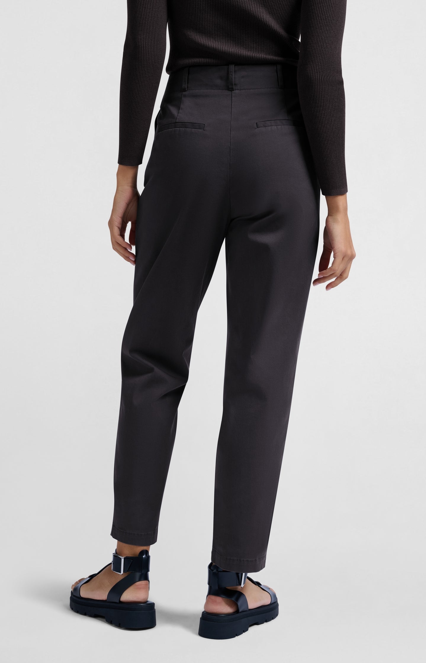 Cotton woven high-waist trousers