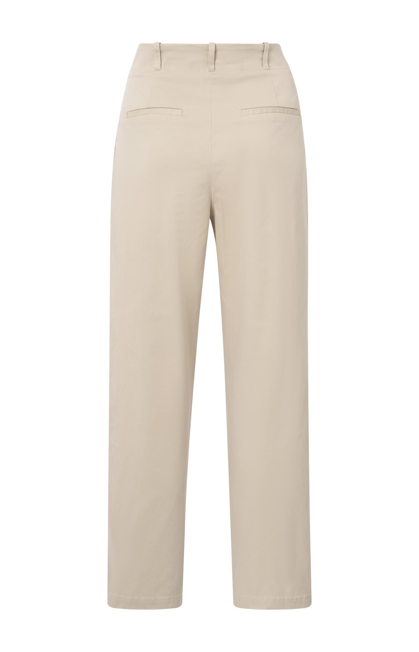 Cotton woven high-waist trousers