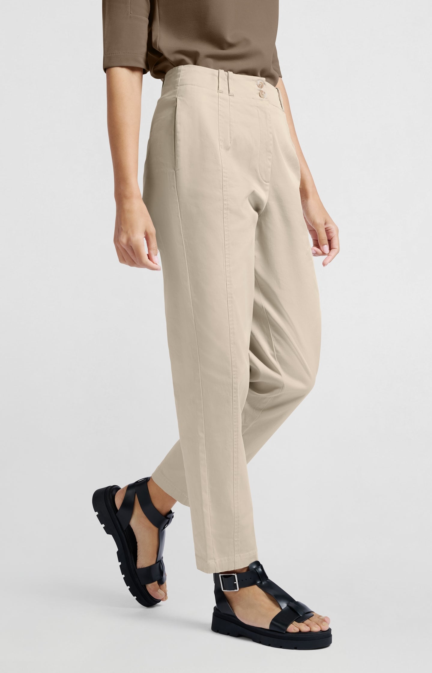 Cotton woven high-waist trousers