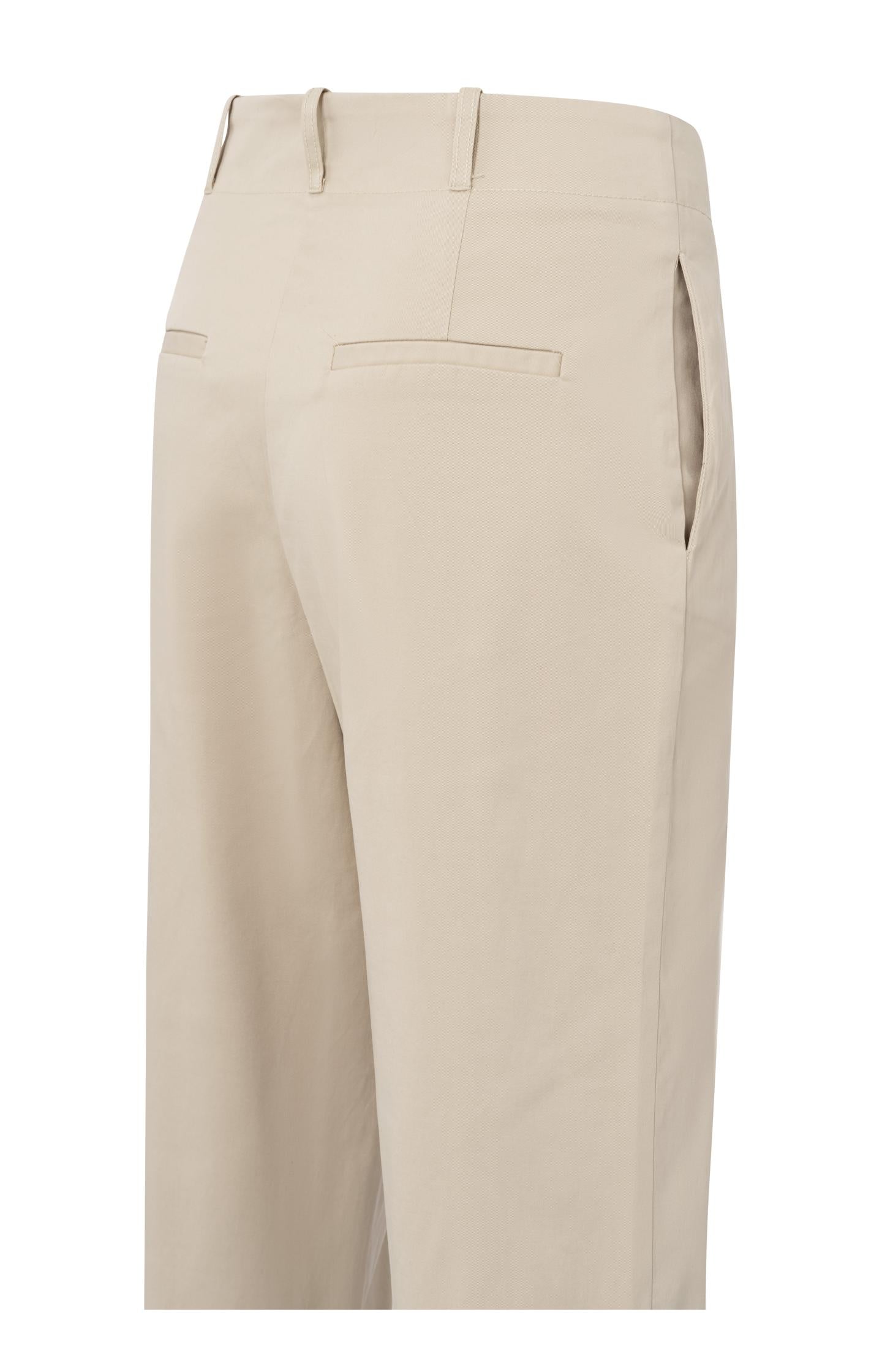 Cotton woven high-waist trousers