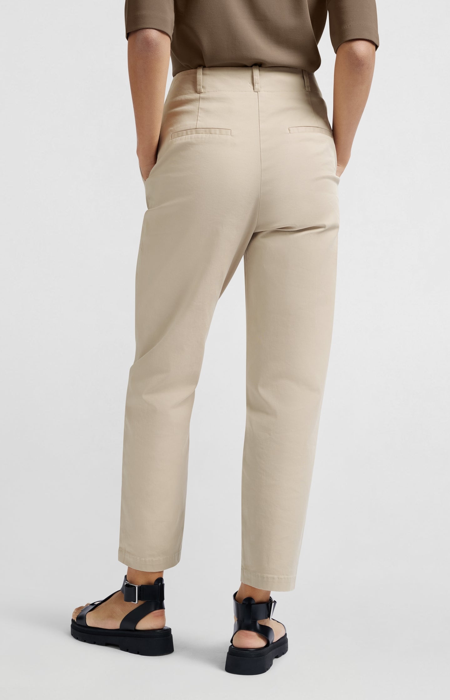 Cotton woven high-waist trousers