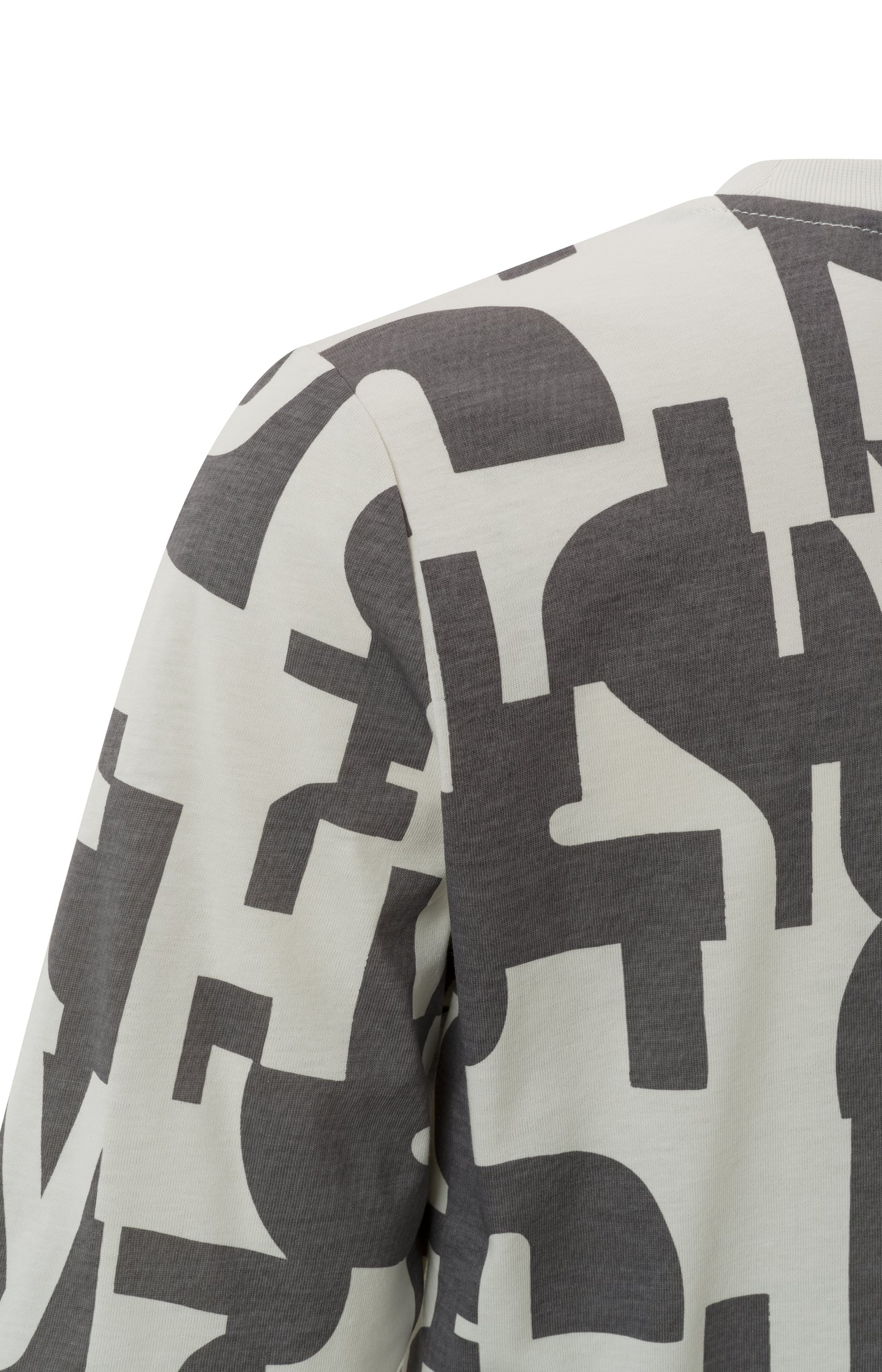 Crewneck T-shirt with half-length sleeves and abstract print