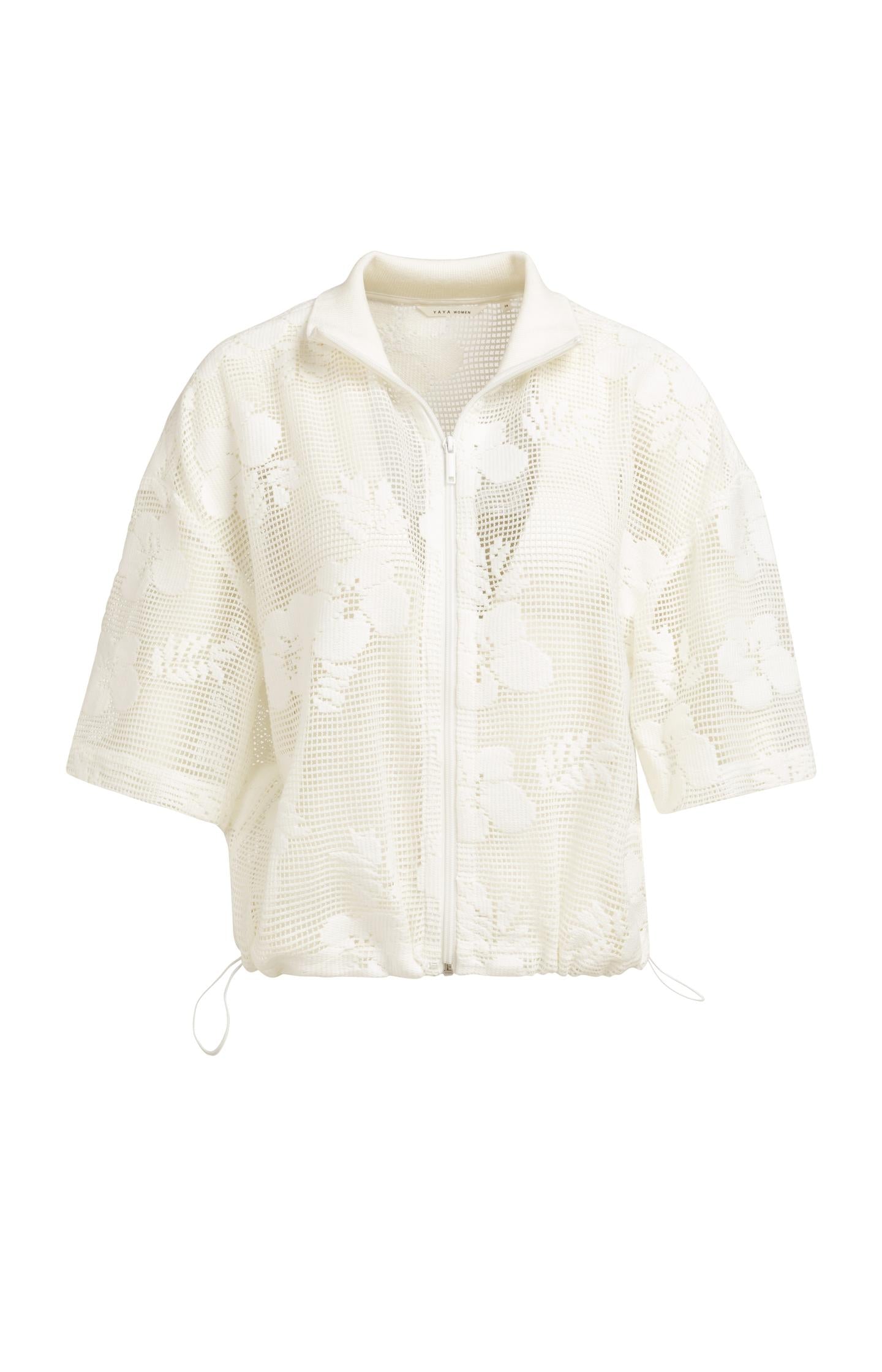 Crochet jacket with floral pattern and short sleeves - Type: lookbook