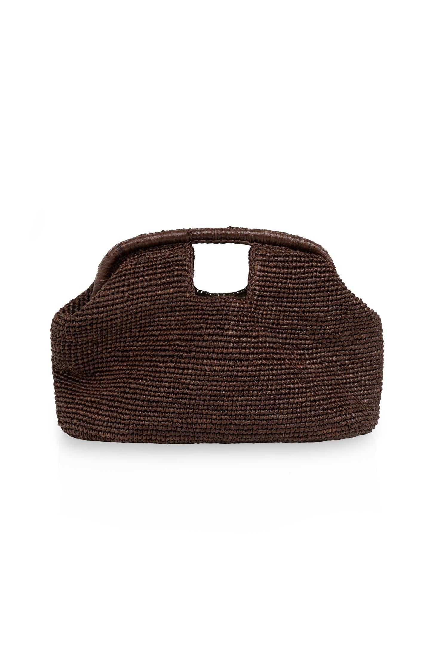 Crocheted straw clutch with handle - Type: product
