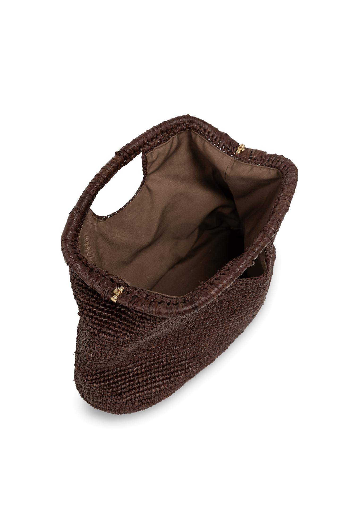 Crocheted straw clutch with handle - Type: product