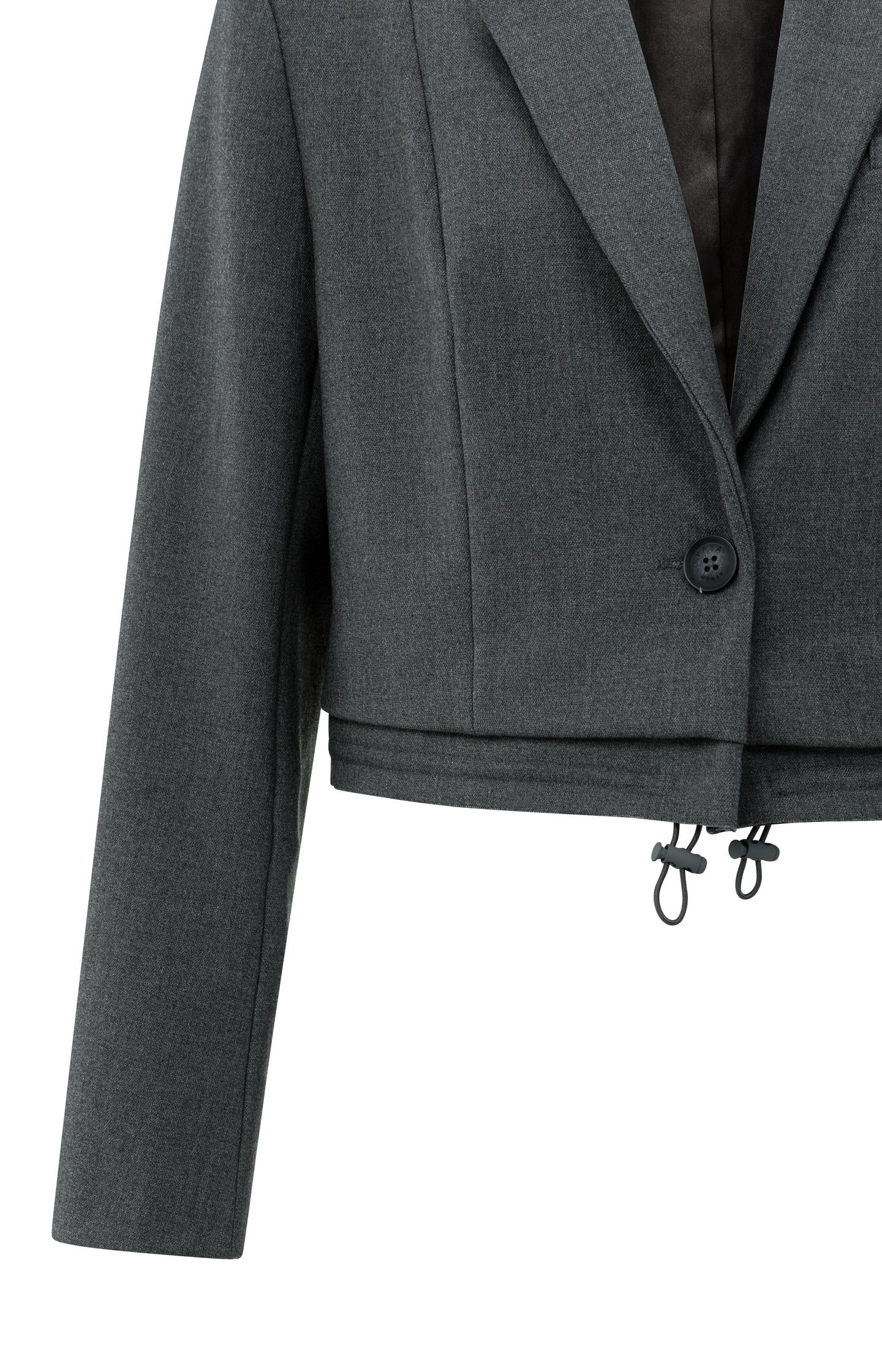 Cropped blazer with drawstring hem