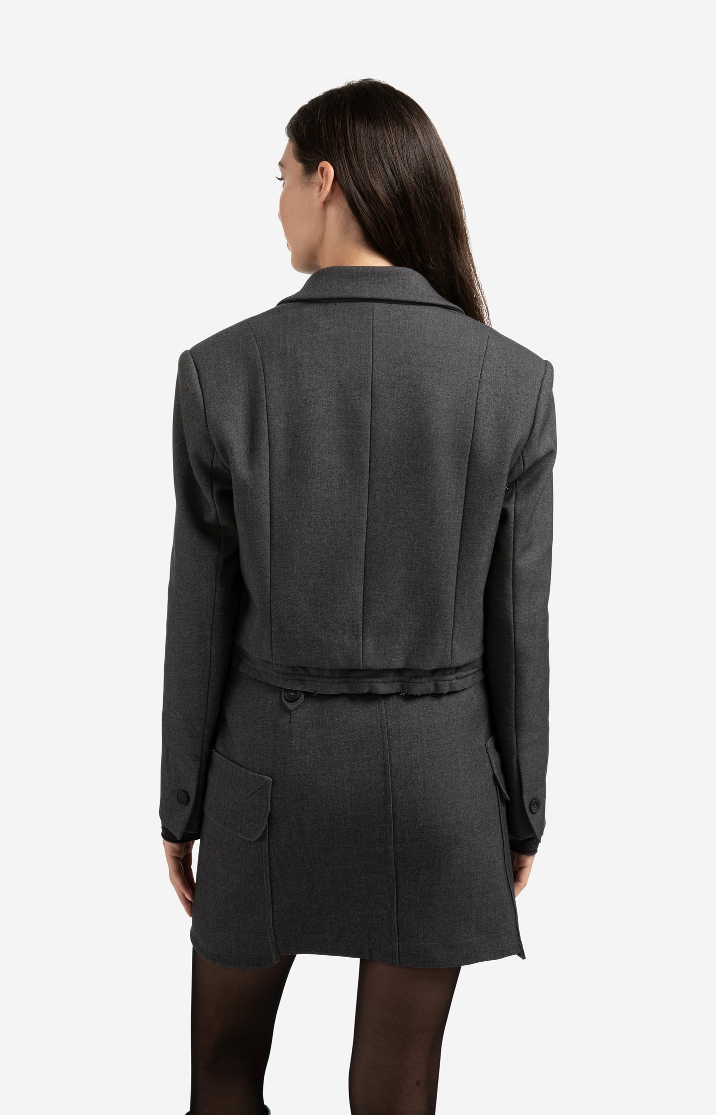 Cropped blazer with drawstring hem