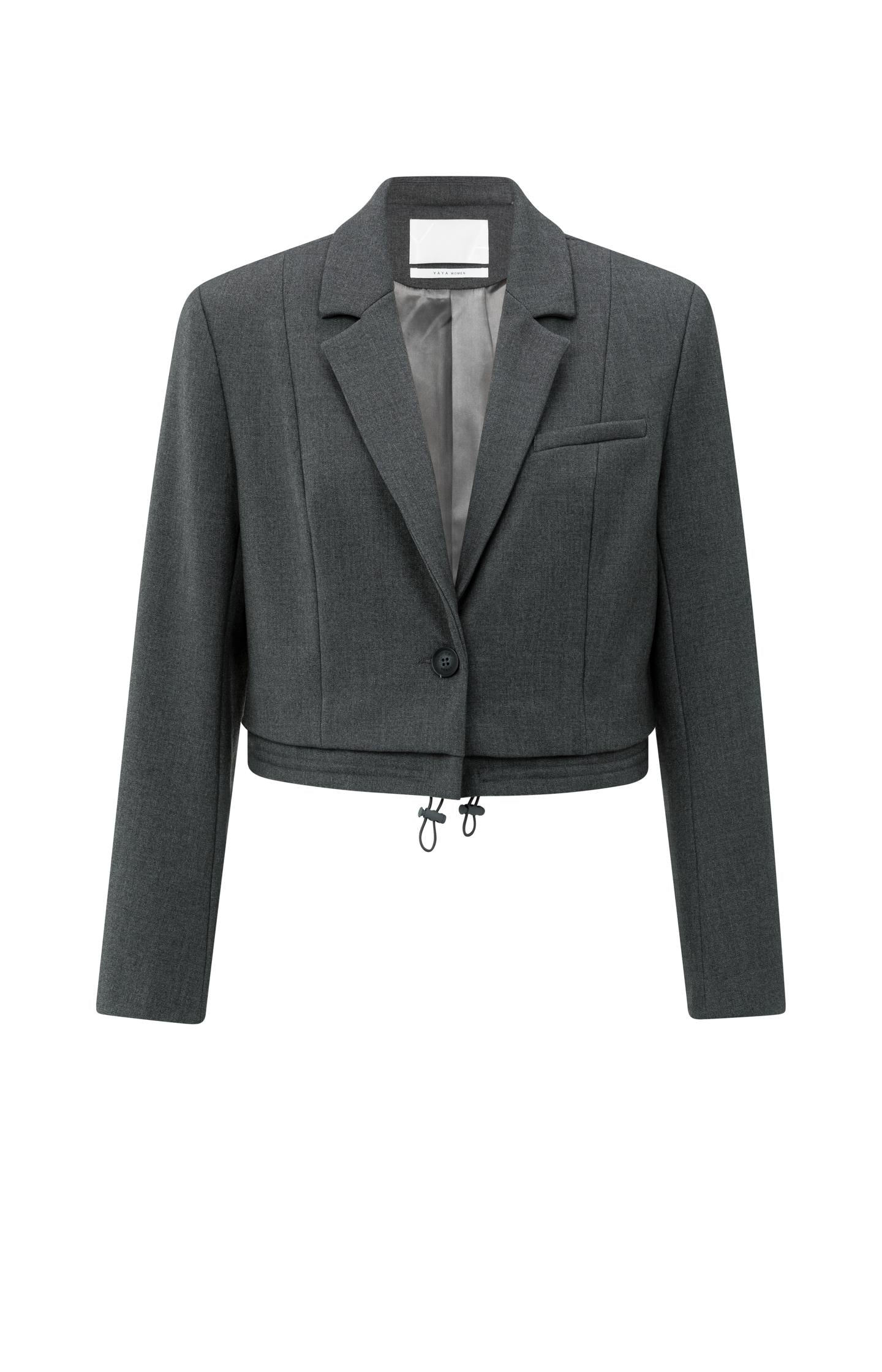 Cropped blazer with drawstring hem - Type: product