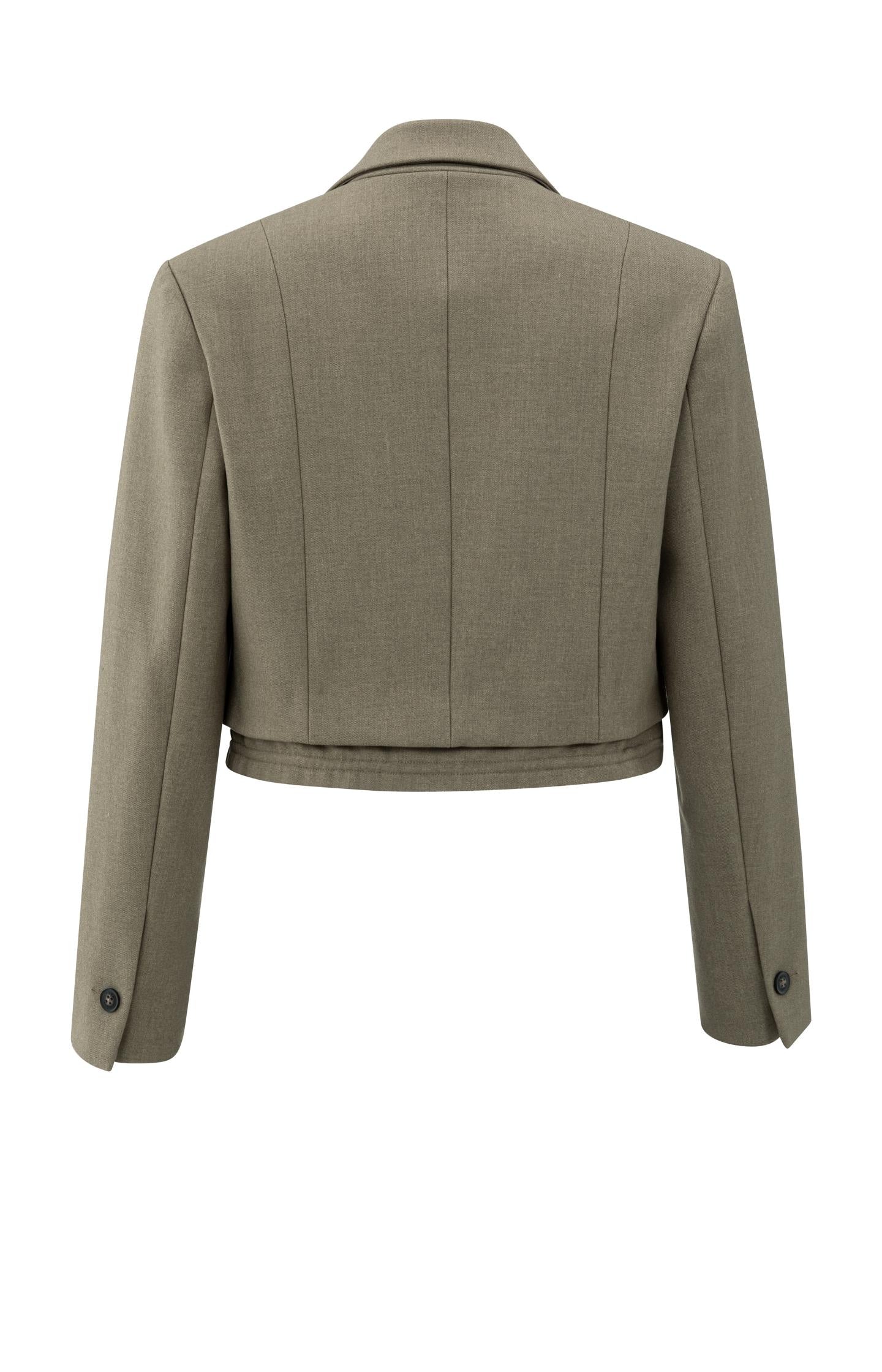 Cropped blazer with drawstring hem