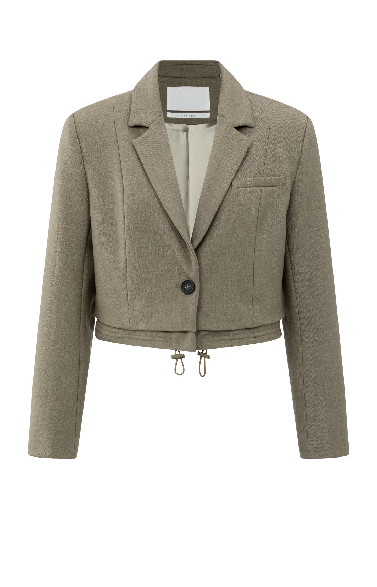 Cropped blazer with drawstring hem - Type: product