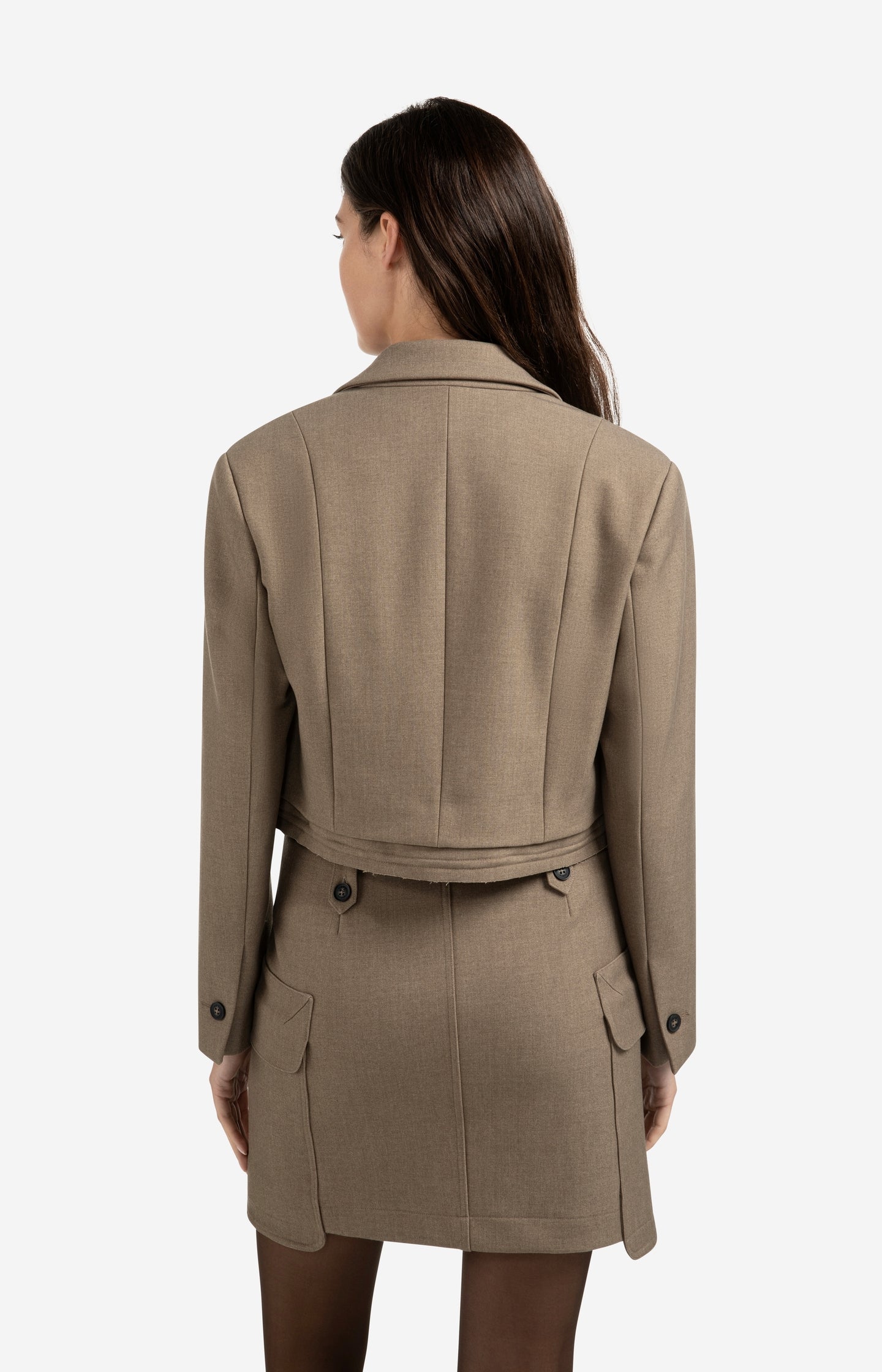 Cropped blazer with drawstring hem
