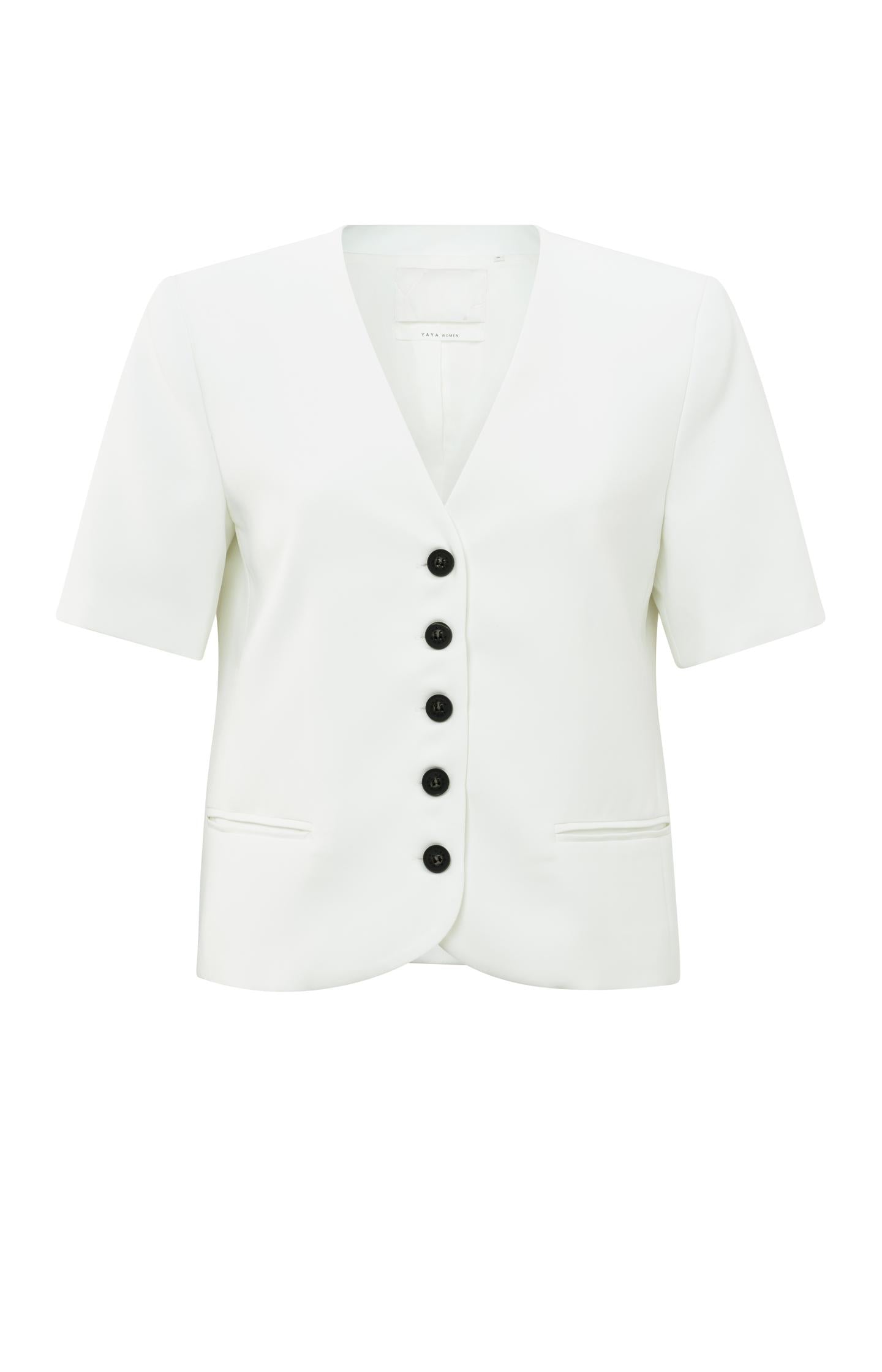 Cropped blazer with short sleeves and buttons - Type: product