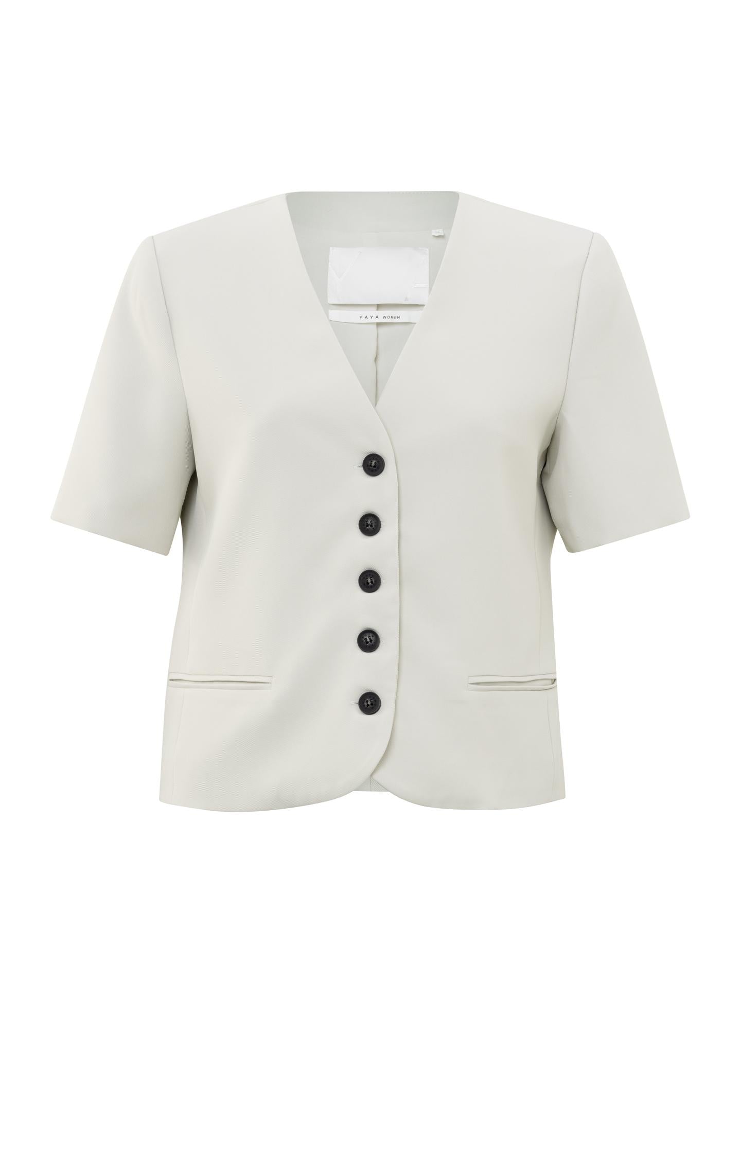 Cropped blazer with short sleeves and buttons - Type: product