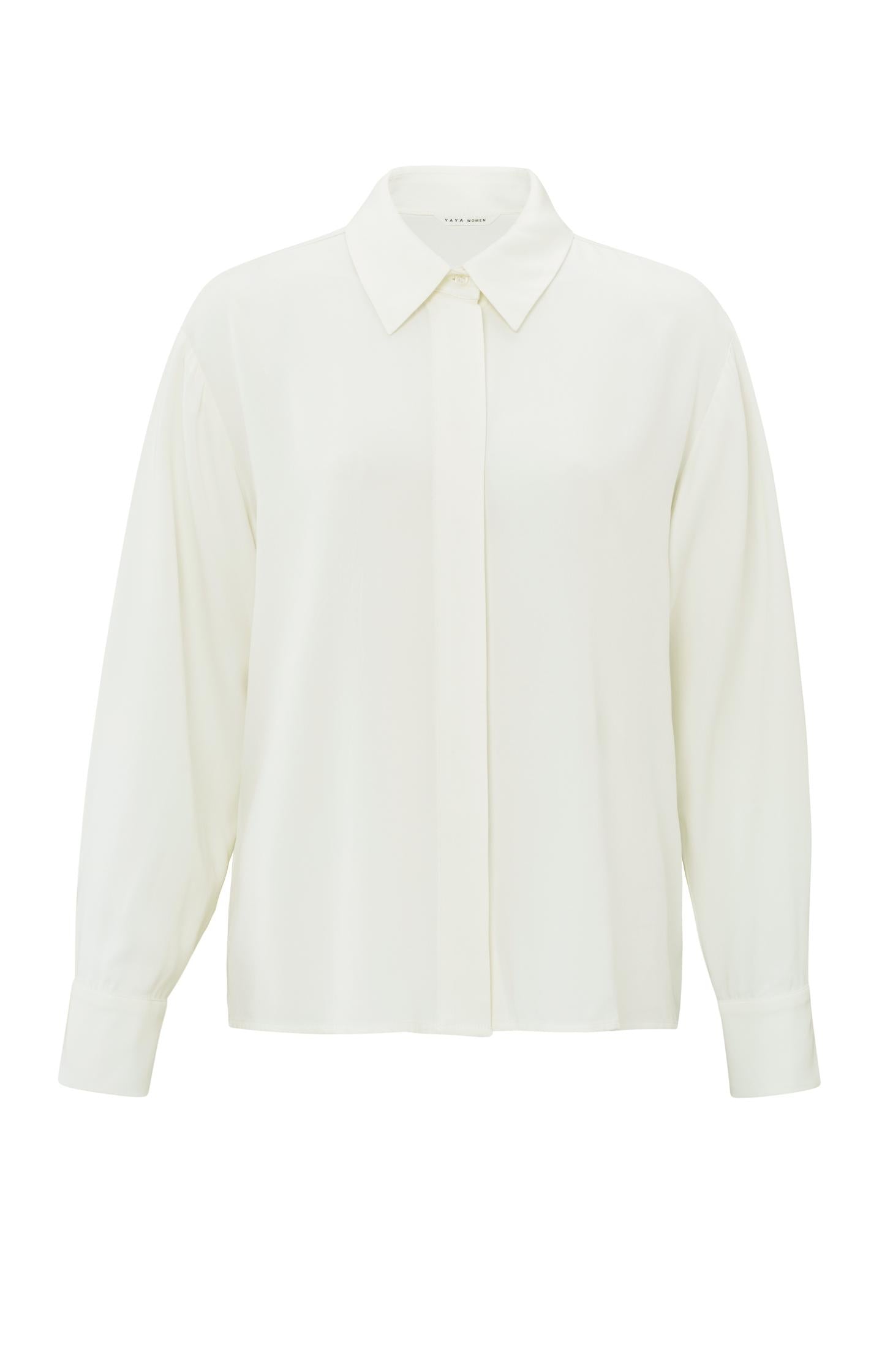 Cropped blouse with long sleeves and button closure - Type: product