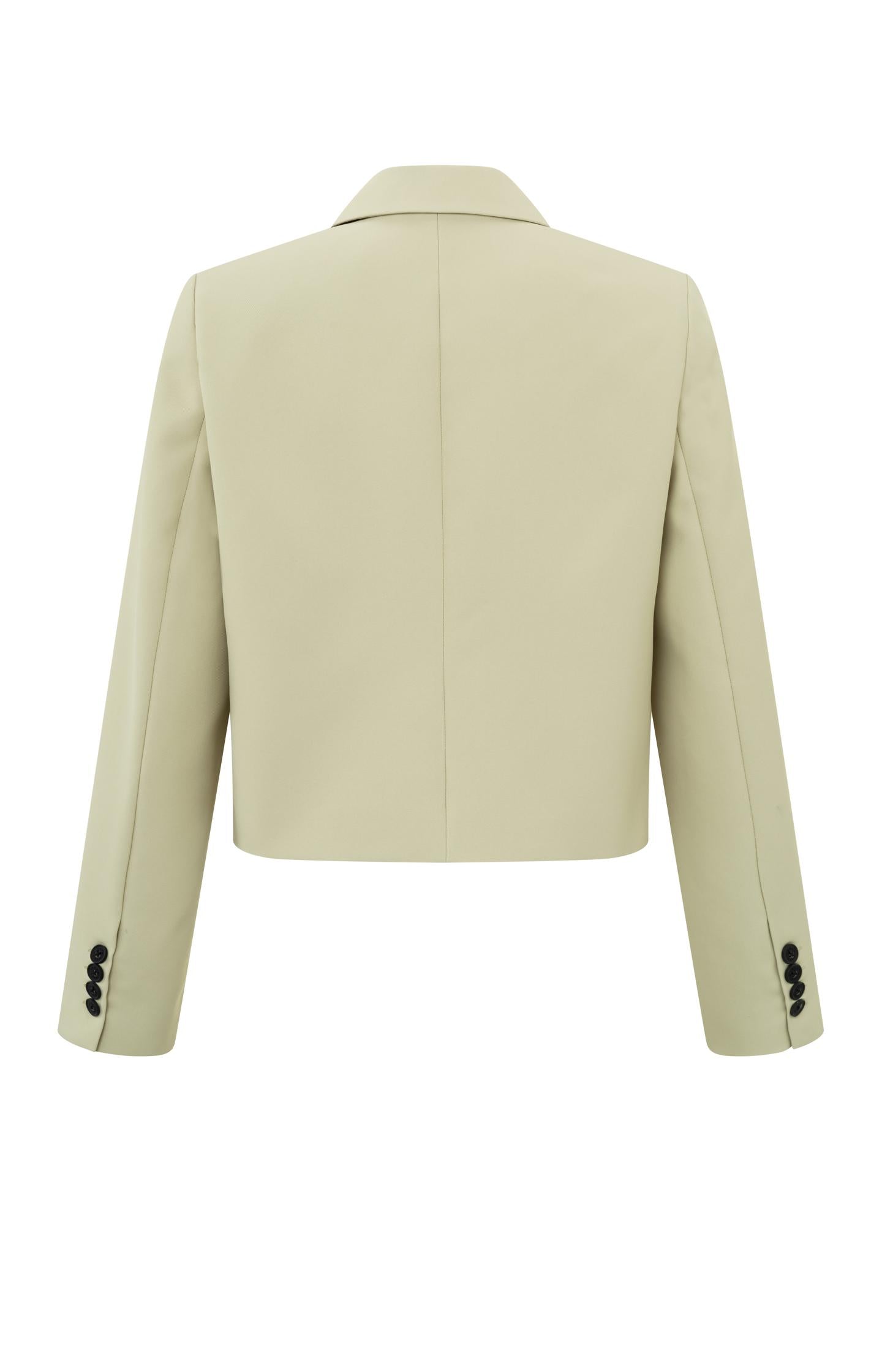 Cropped double breasted blazer with long sleeves and collar - Eucalyptus Green