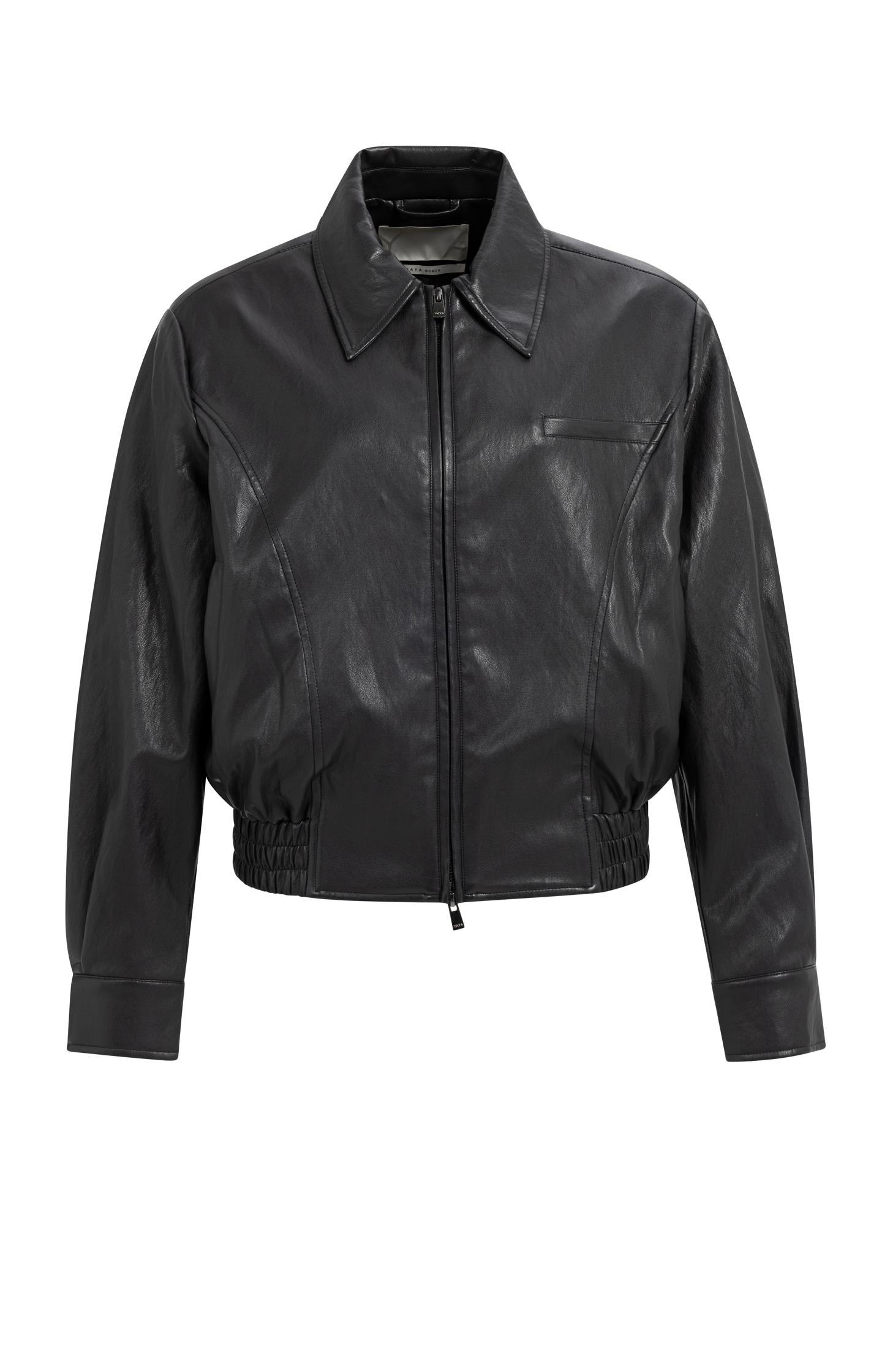 Cropped faux leather jacket - Type: product