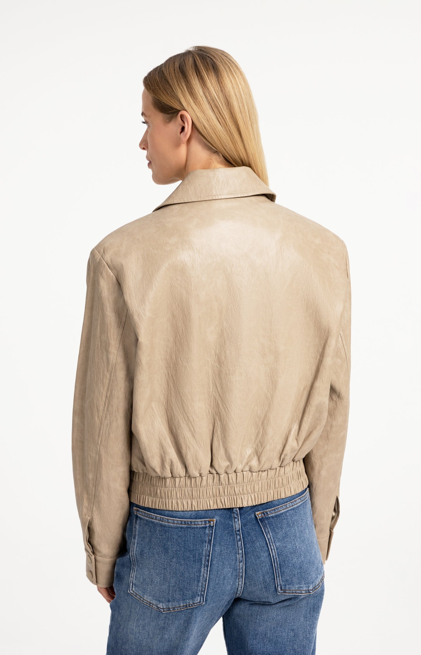 Cropped faux leather jacket