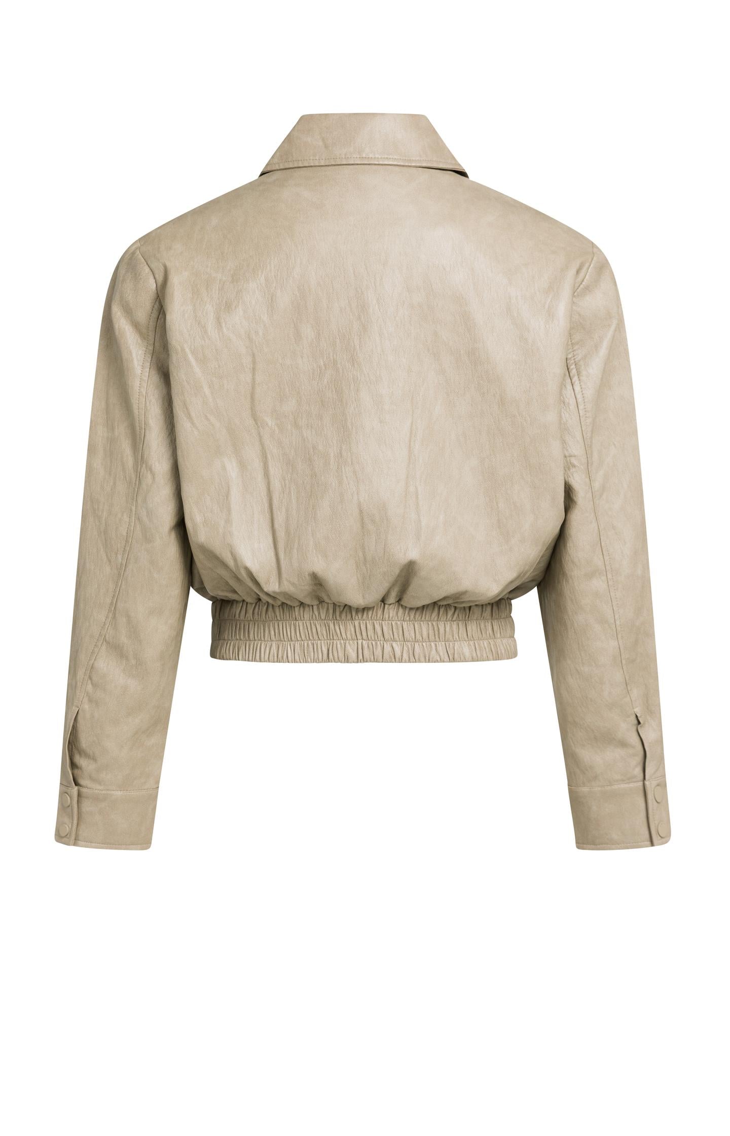 Cropped faux leather jacket
