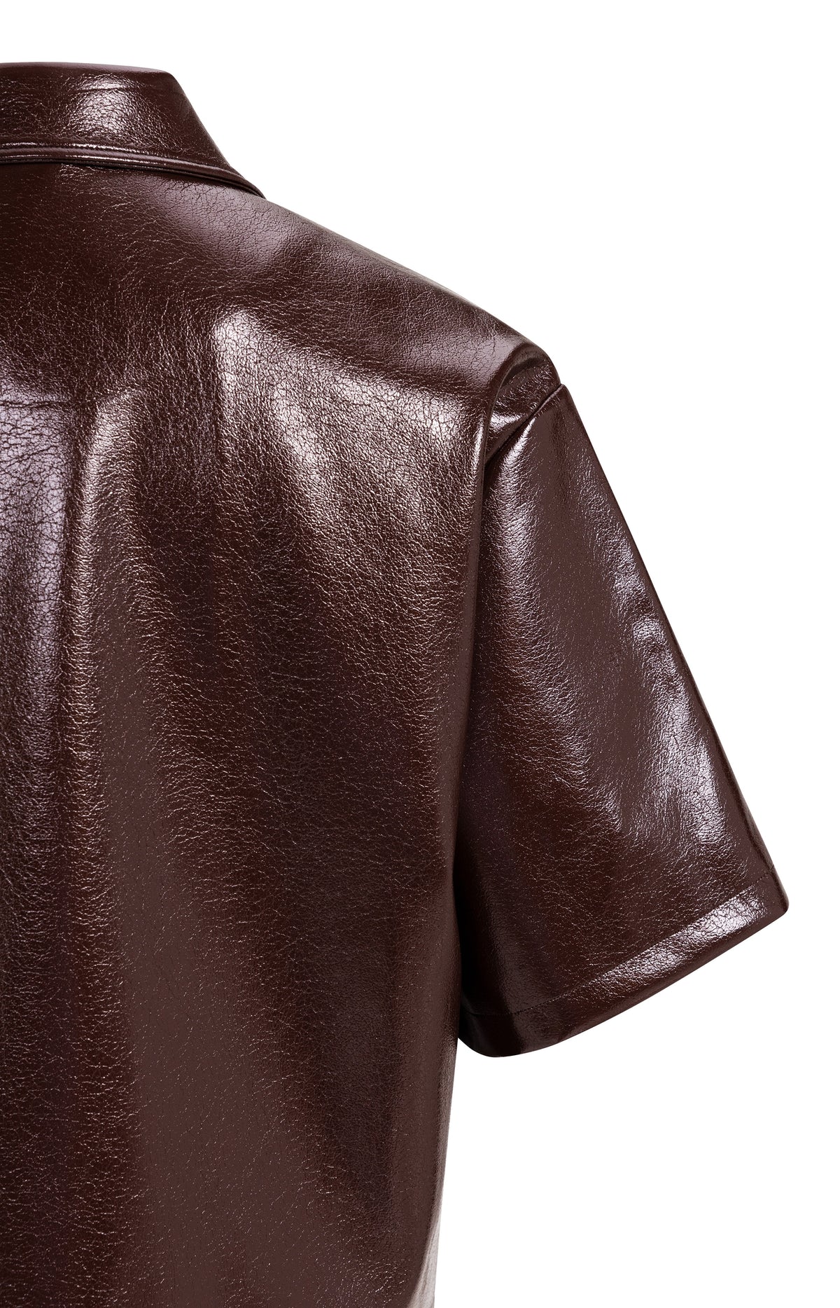 Cropped glossy faux leather jacket - Bitter Chocolate Red