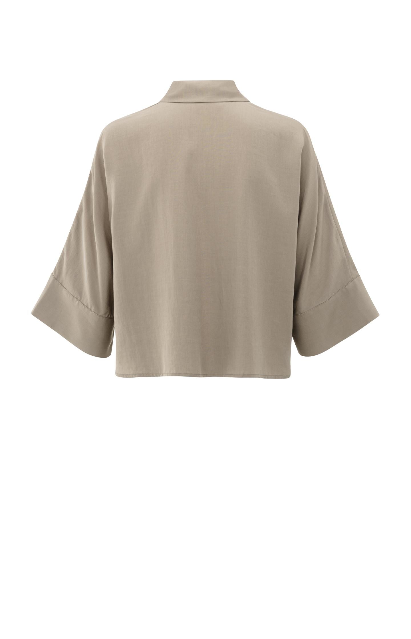 Cropped loose-fit blouse with wide sleeves