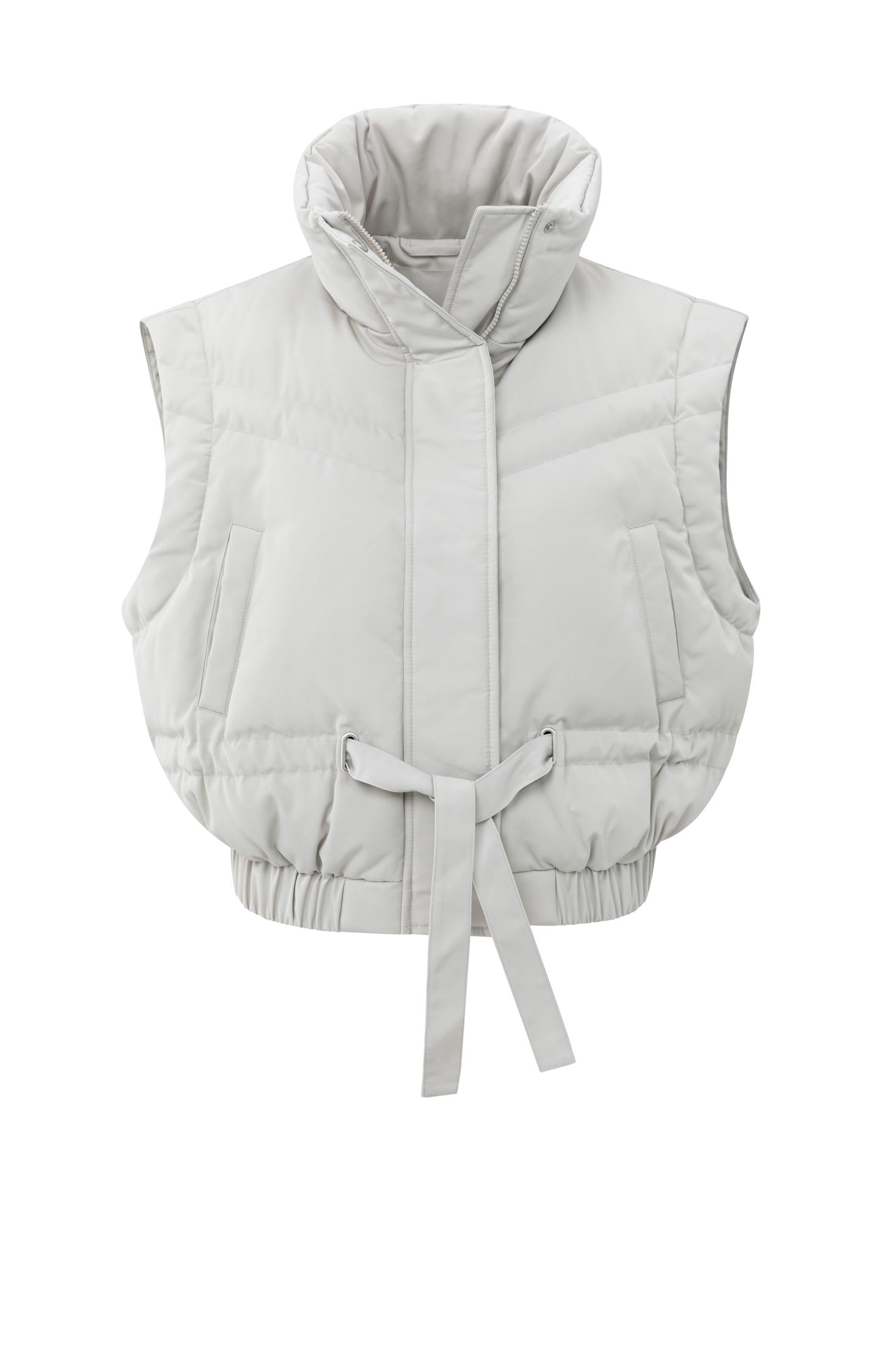 Cropped nylon jacket with zip-off sleeves